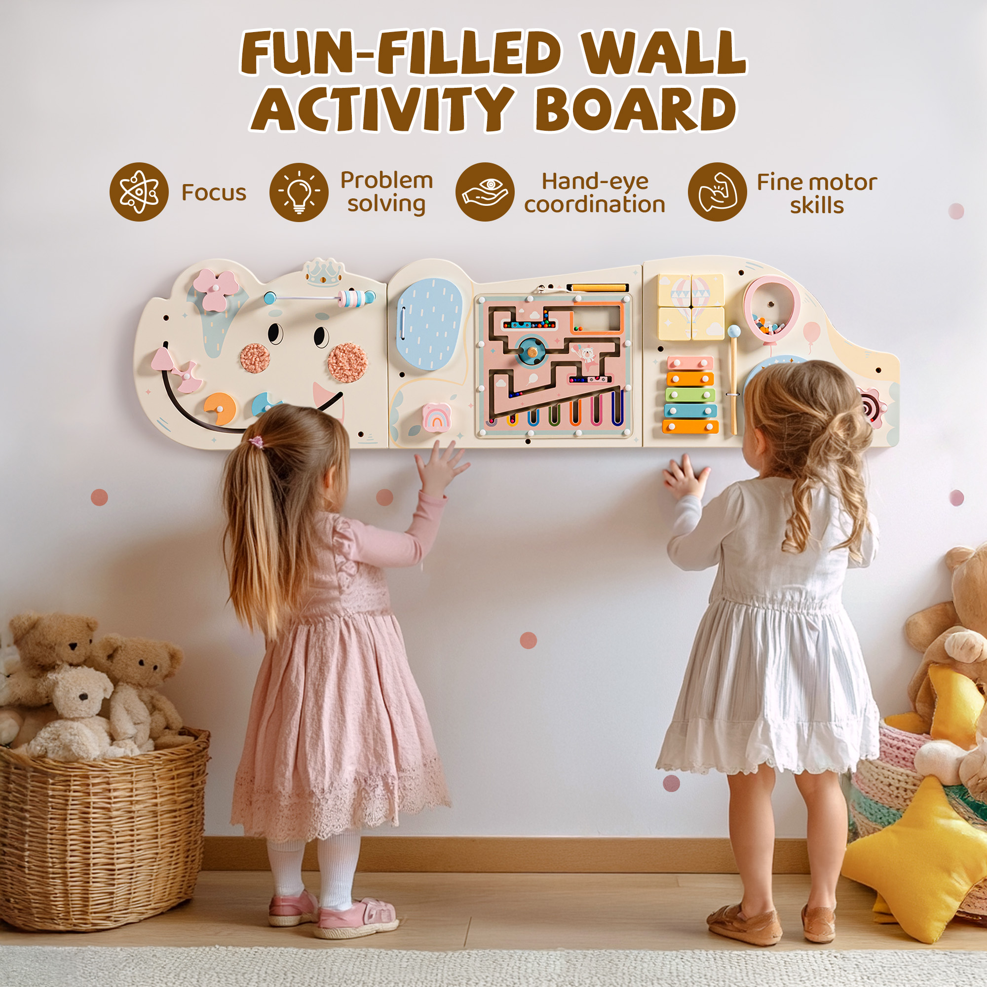 ROBUD Wooden Cream Elephant Busy Board