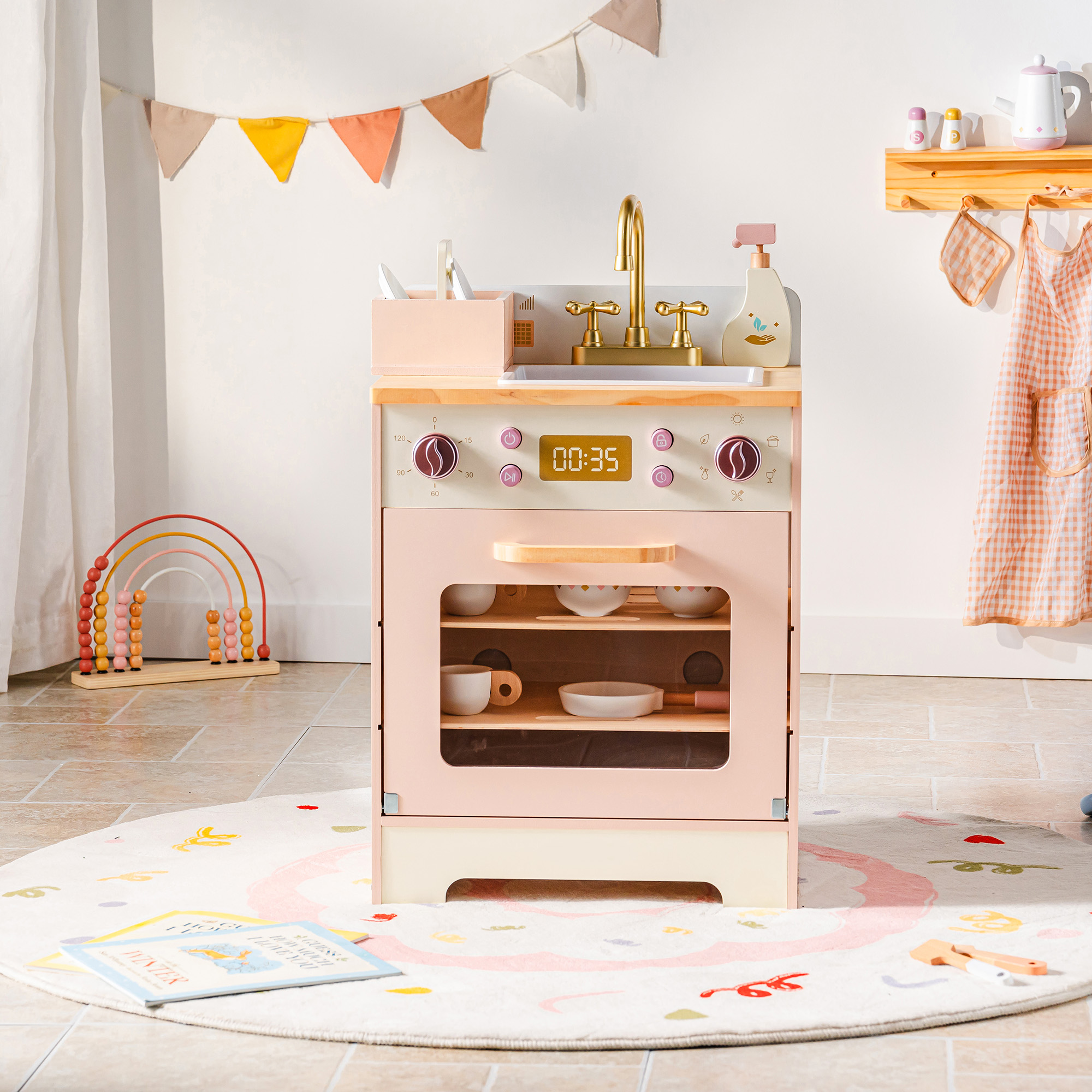 Robud Holz Kinder Küche Spielset Serie - Rosa