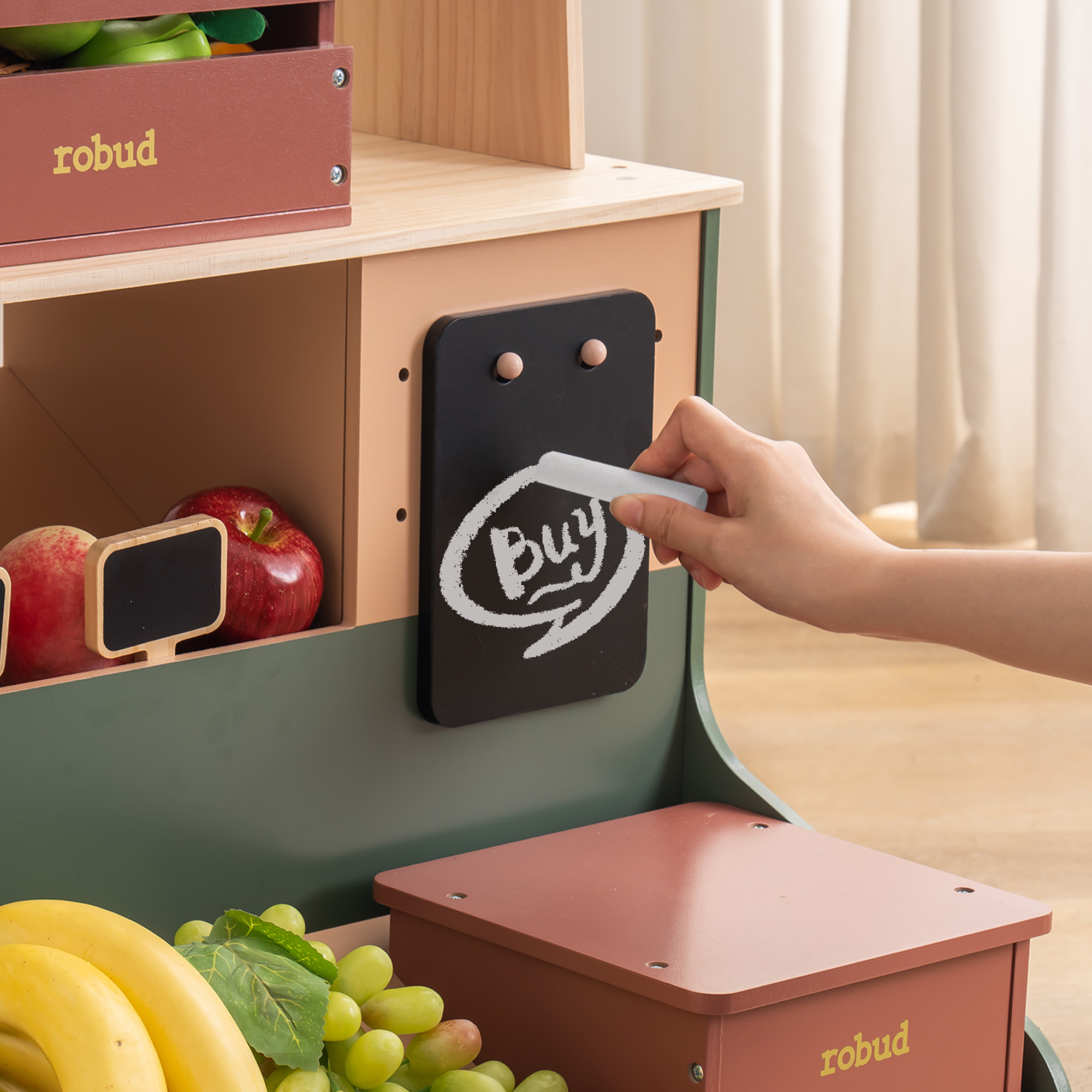 ROBUD Holz Lebensmittelgeschäft Spielset - Starlight Marktstand