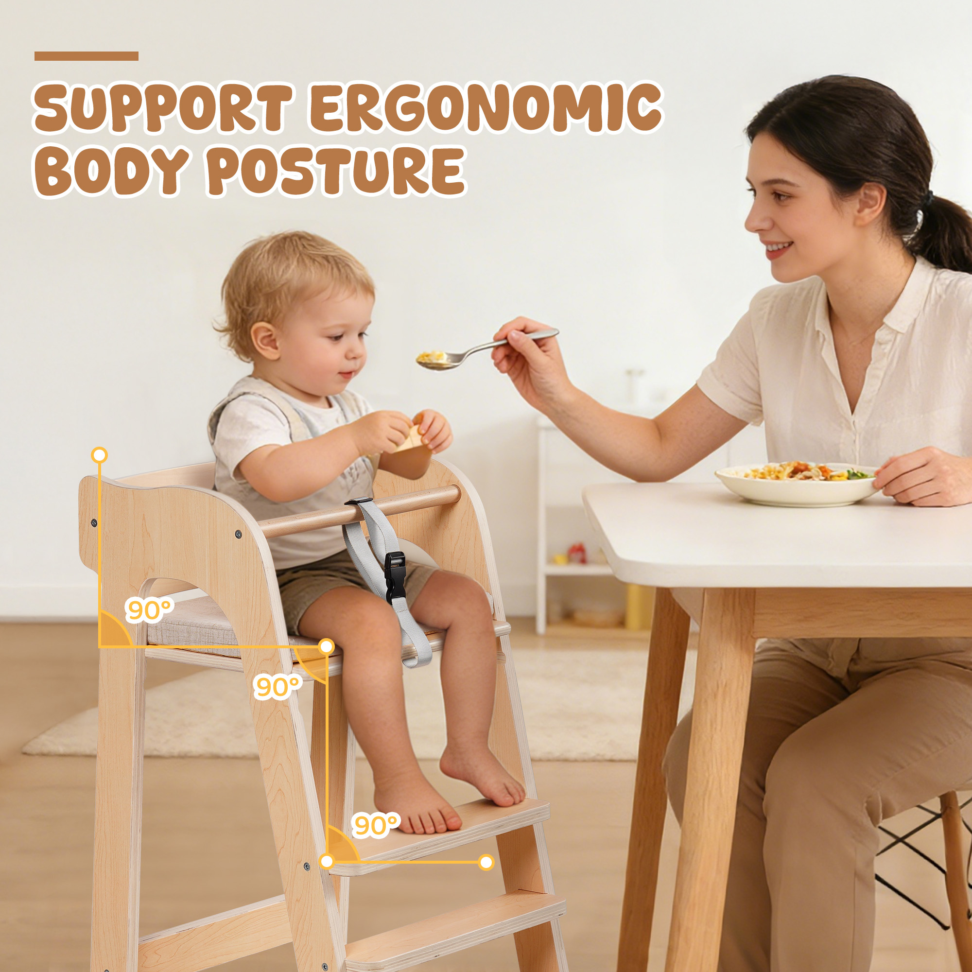 ROBUD Wooden Multifunctional High Chair