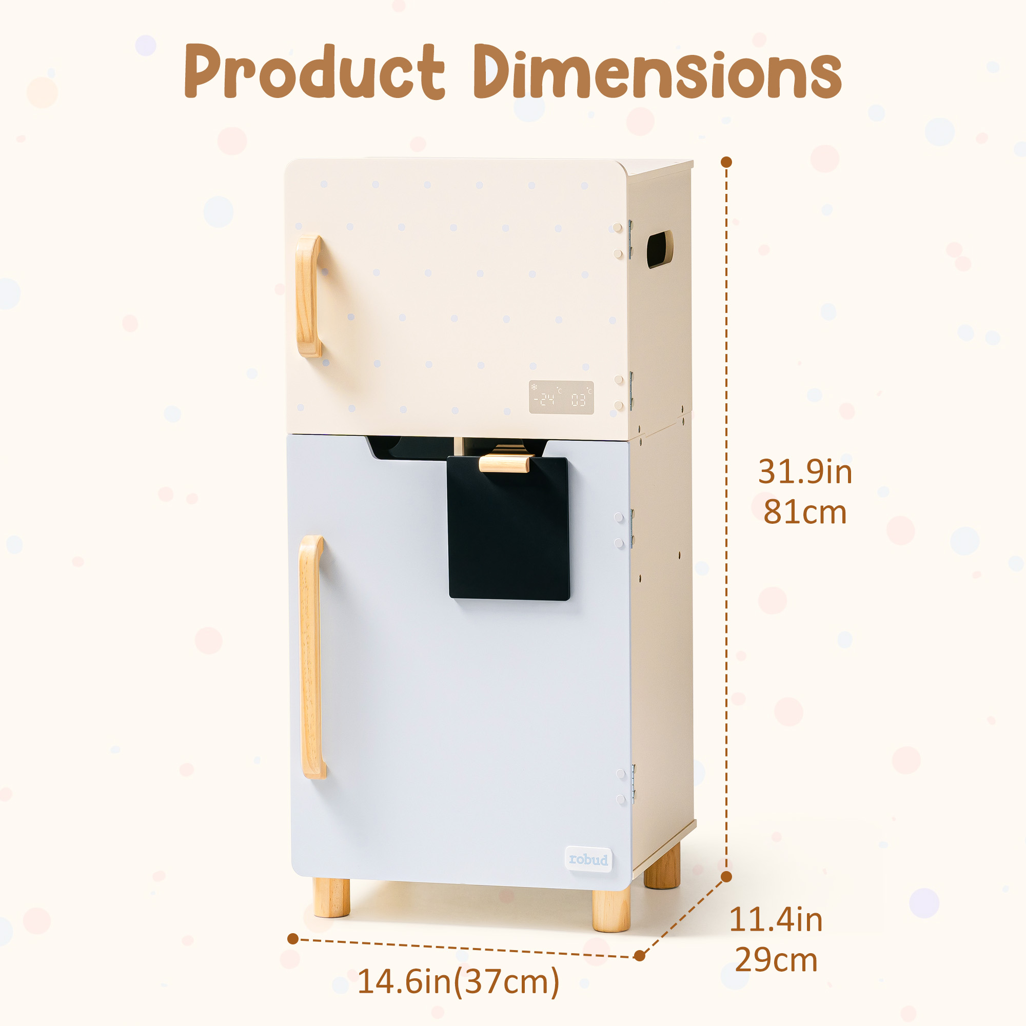 ROBUD Wooden Toy Fridge Playset