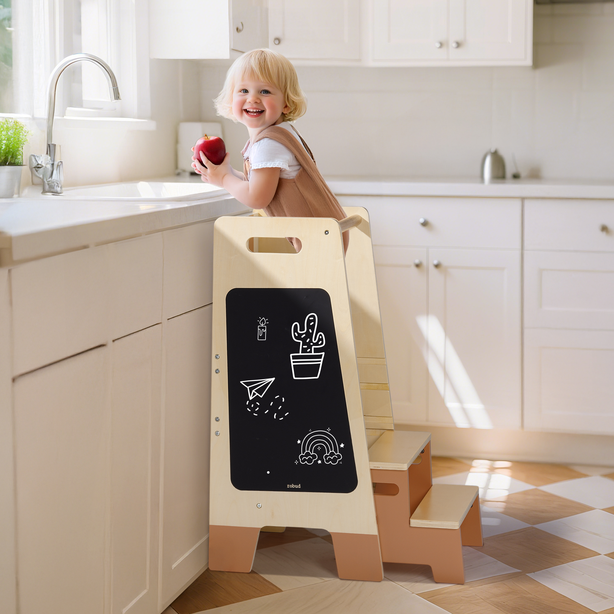 ROBUD Toddler Standing Tower with Step Stool Set
