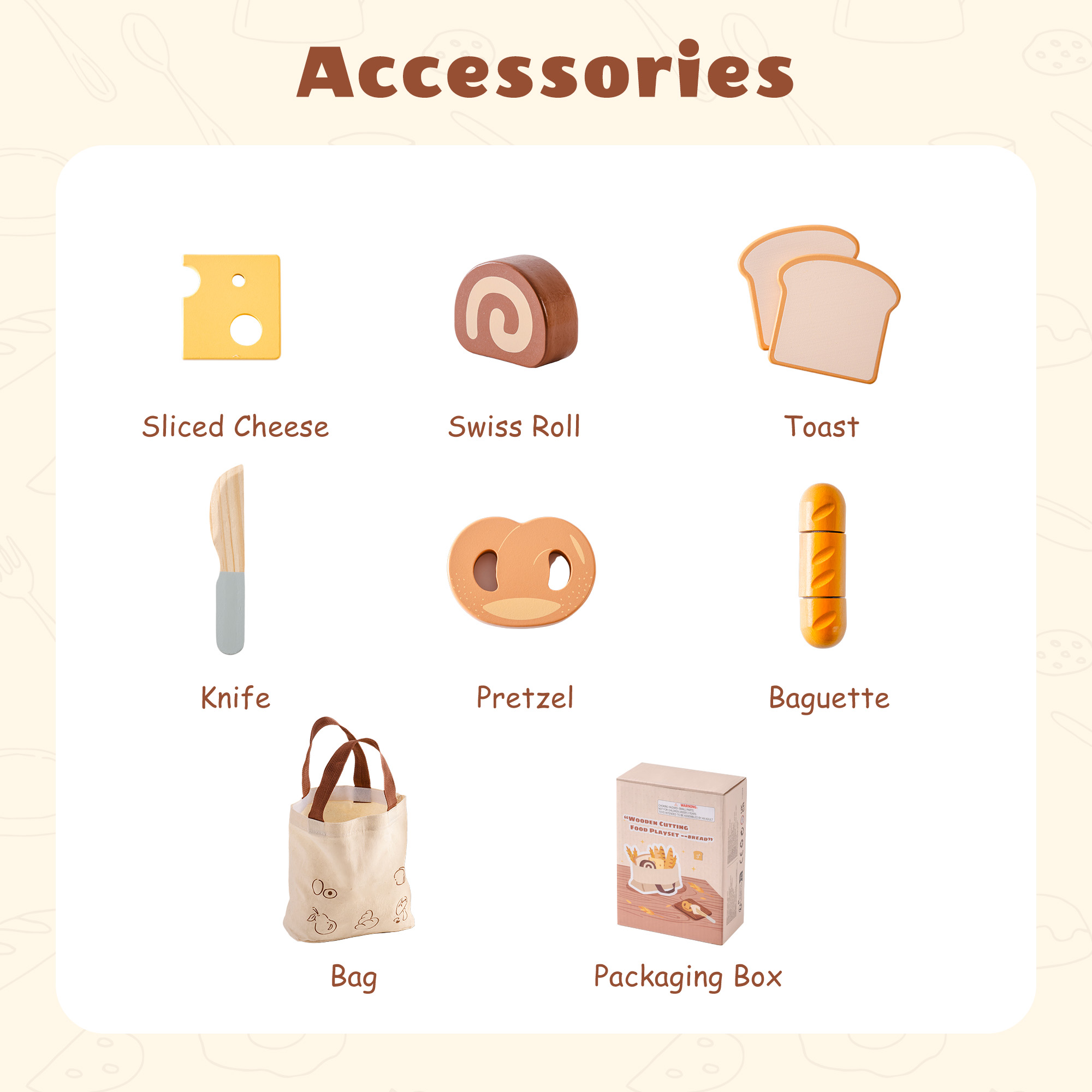 ROBUD Wooden Childs Play Food Set - Desserts