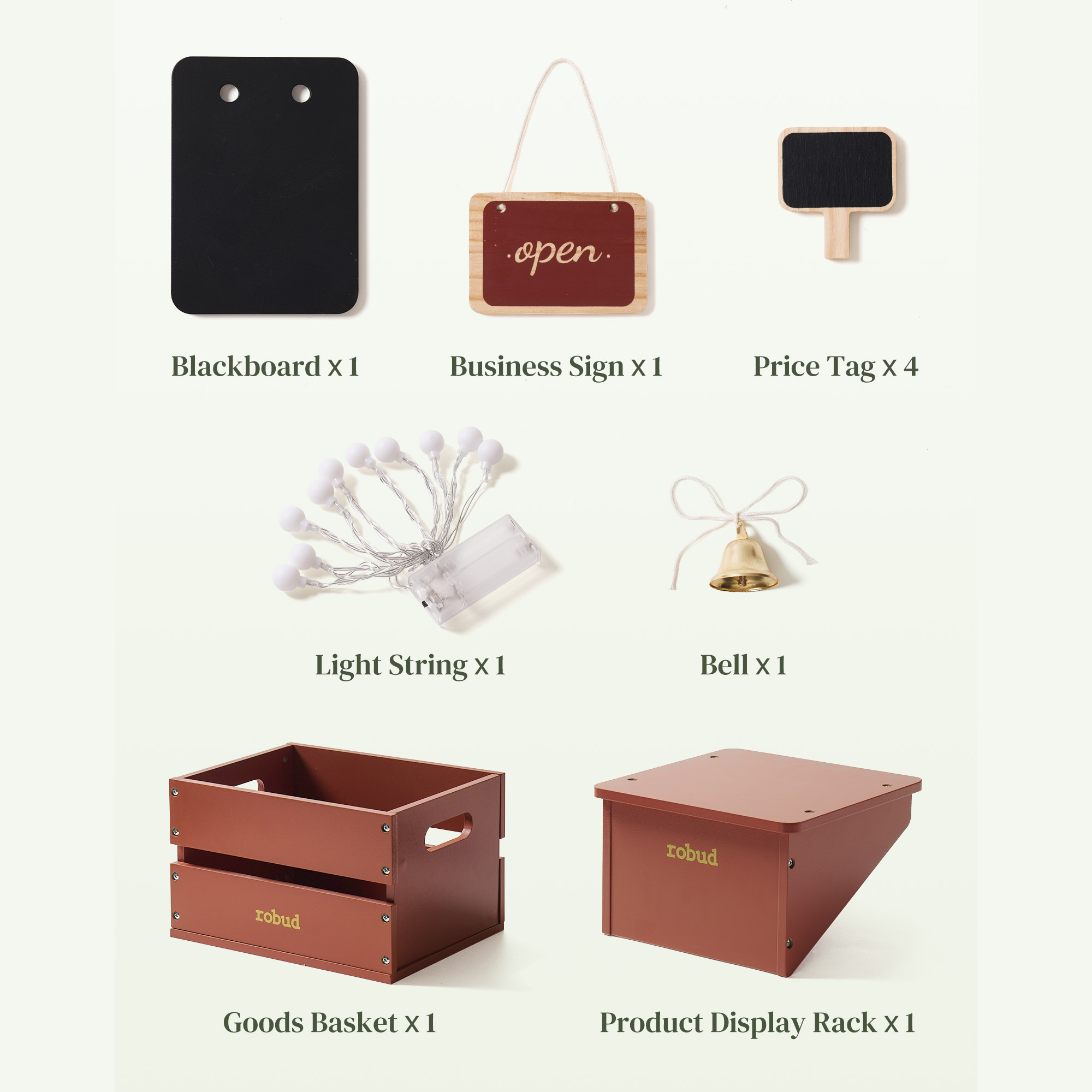 ROBUD Holz Lebensmittelgeschäft Spielset - Starlight Marktstand