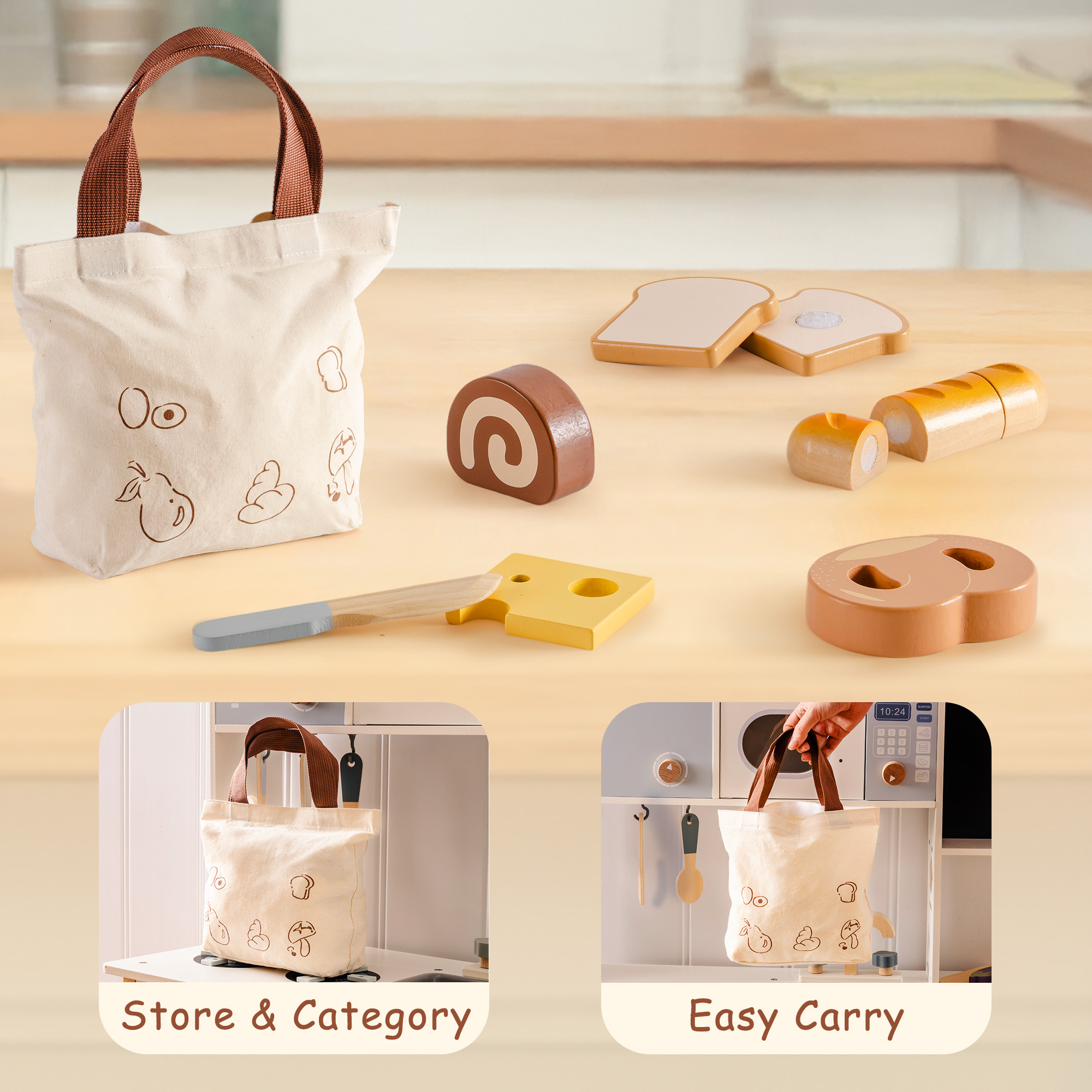 ROBUD Wooden Childs Play Food Set - Desserts