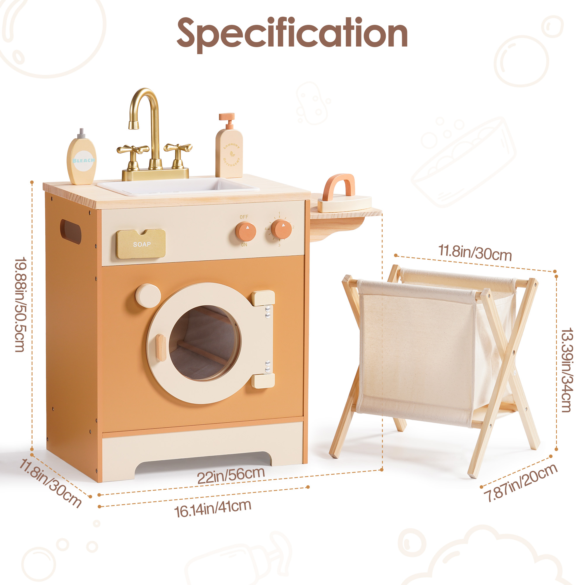 Robud Wooden Laundry Playset - Caramel