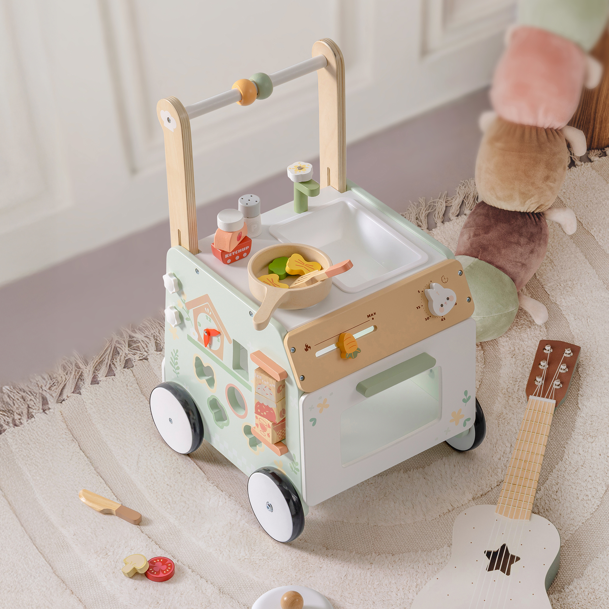 ROBUD Wooden Baby Push Walker Spring Countryside