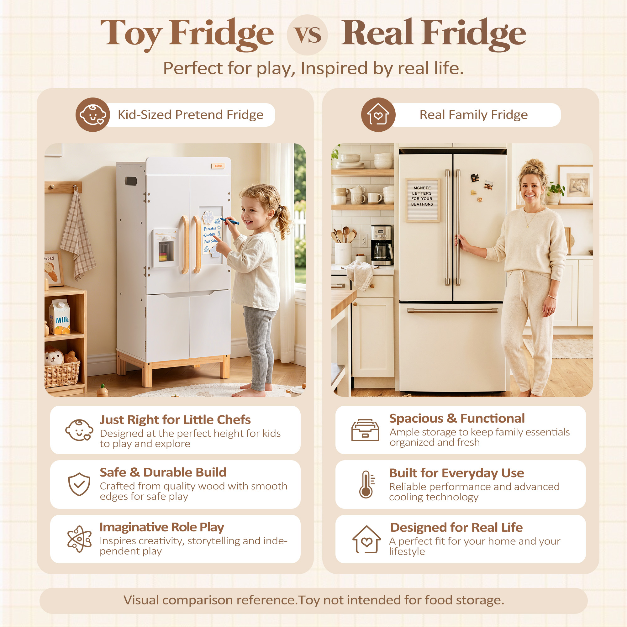 ROBUD Wooden Refrigerator with Beverage Machine & Storage