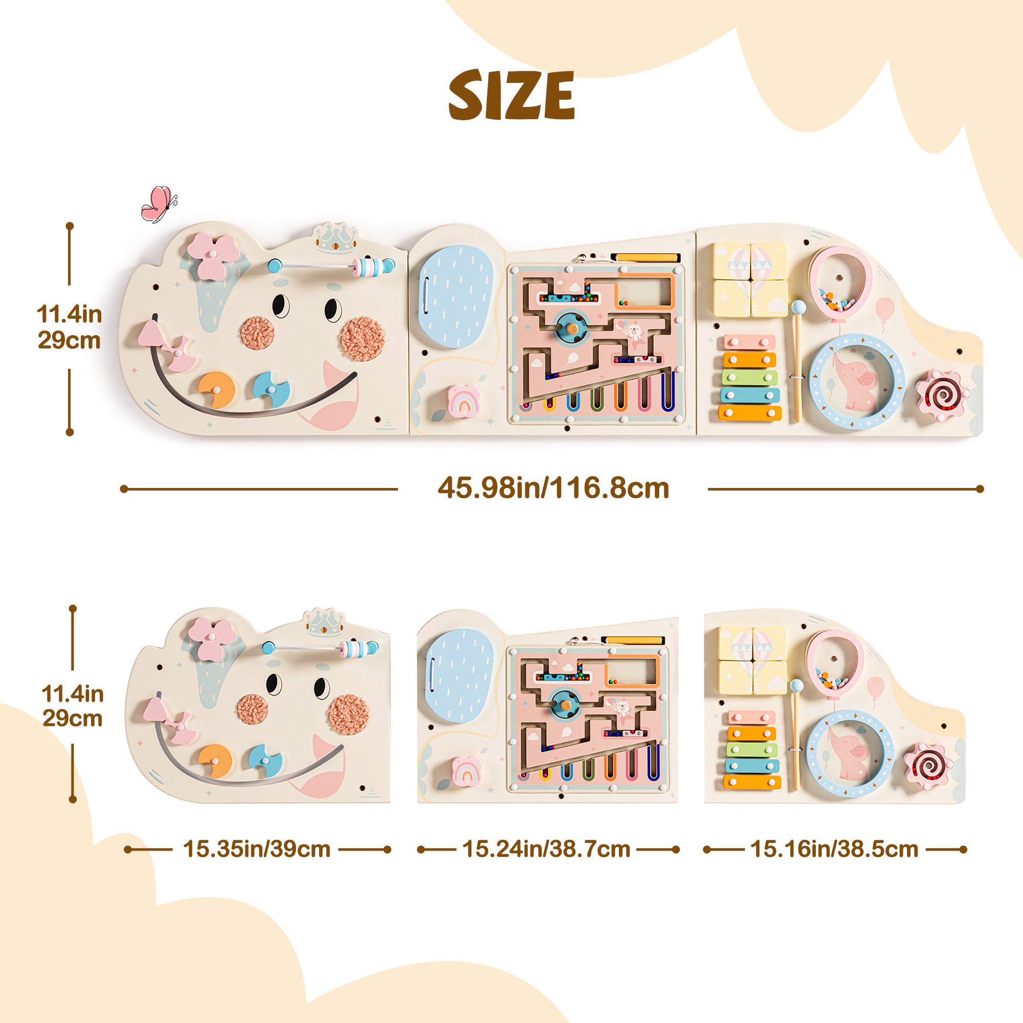 ROBUD Wooden Cream Elephant Busy Board