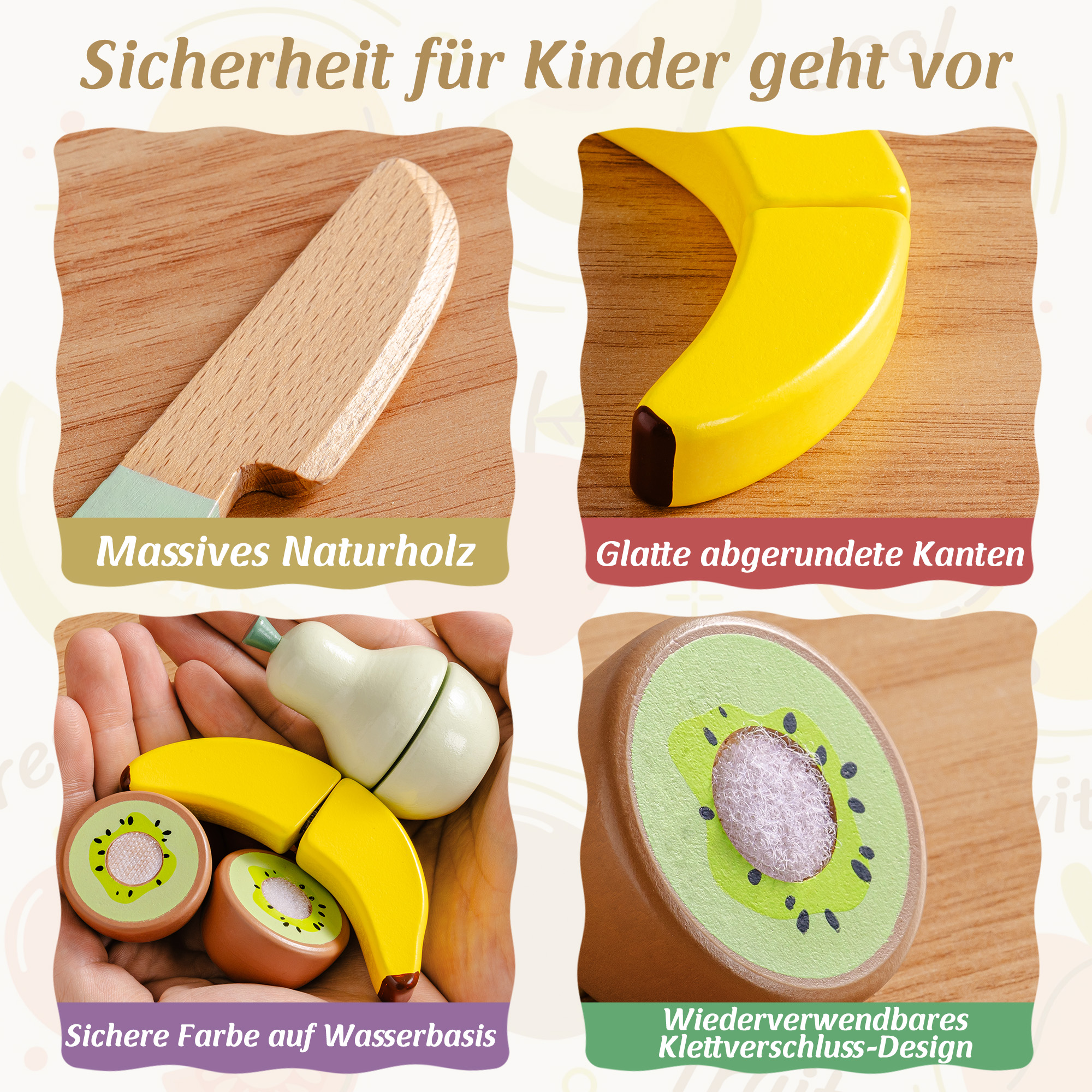 ROBUD Kinder-Picknick-Spiel-Lebensmittelset aus Holz
