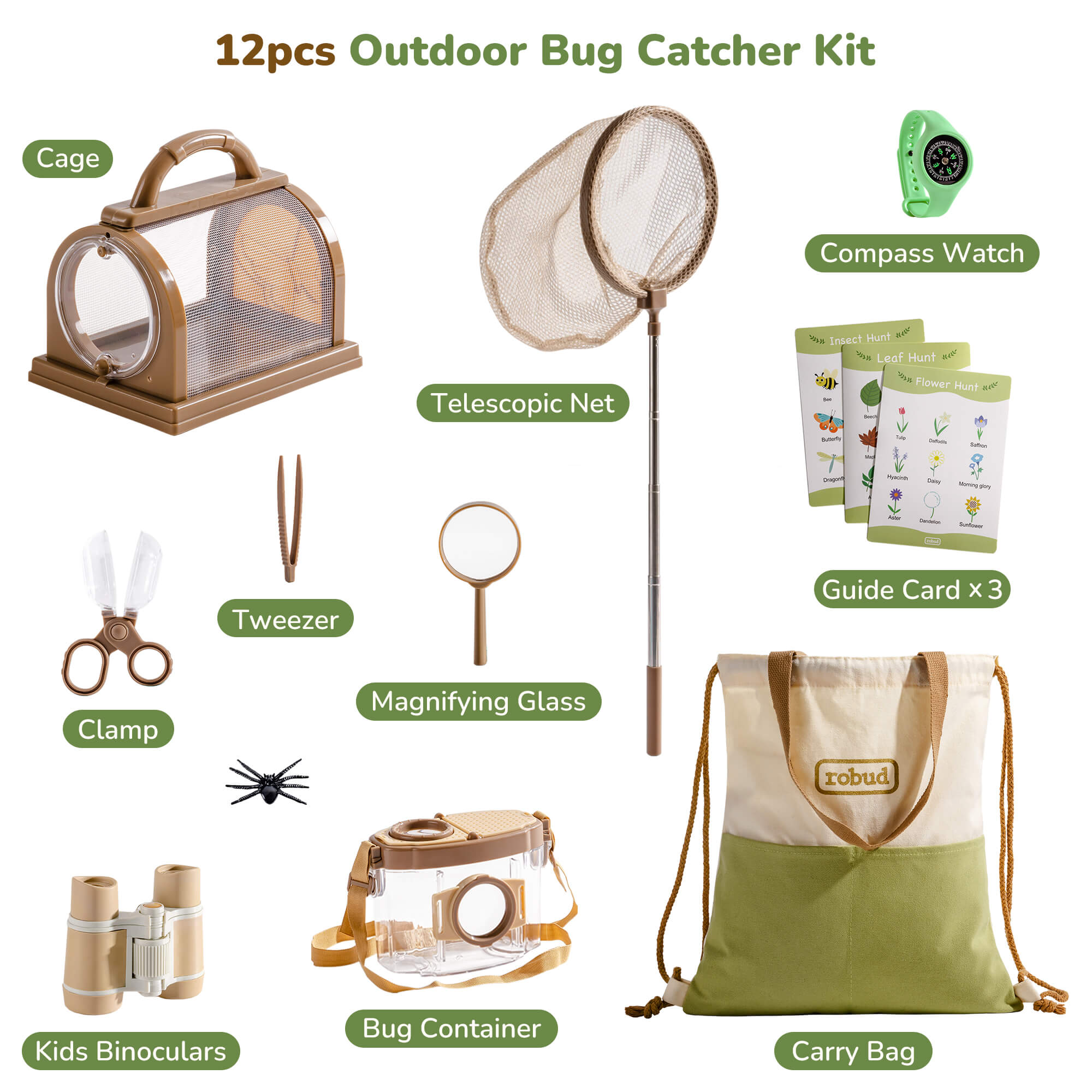 ROBUD Outdoor Upgraded Kids Explorer Kit Green
