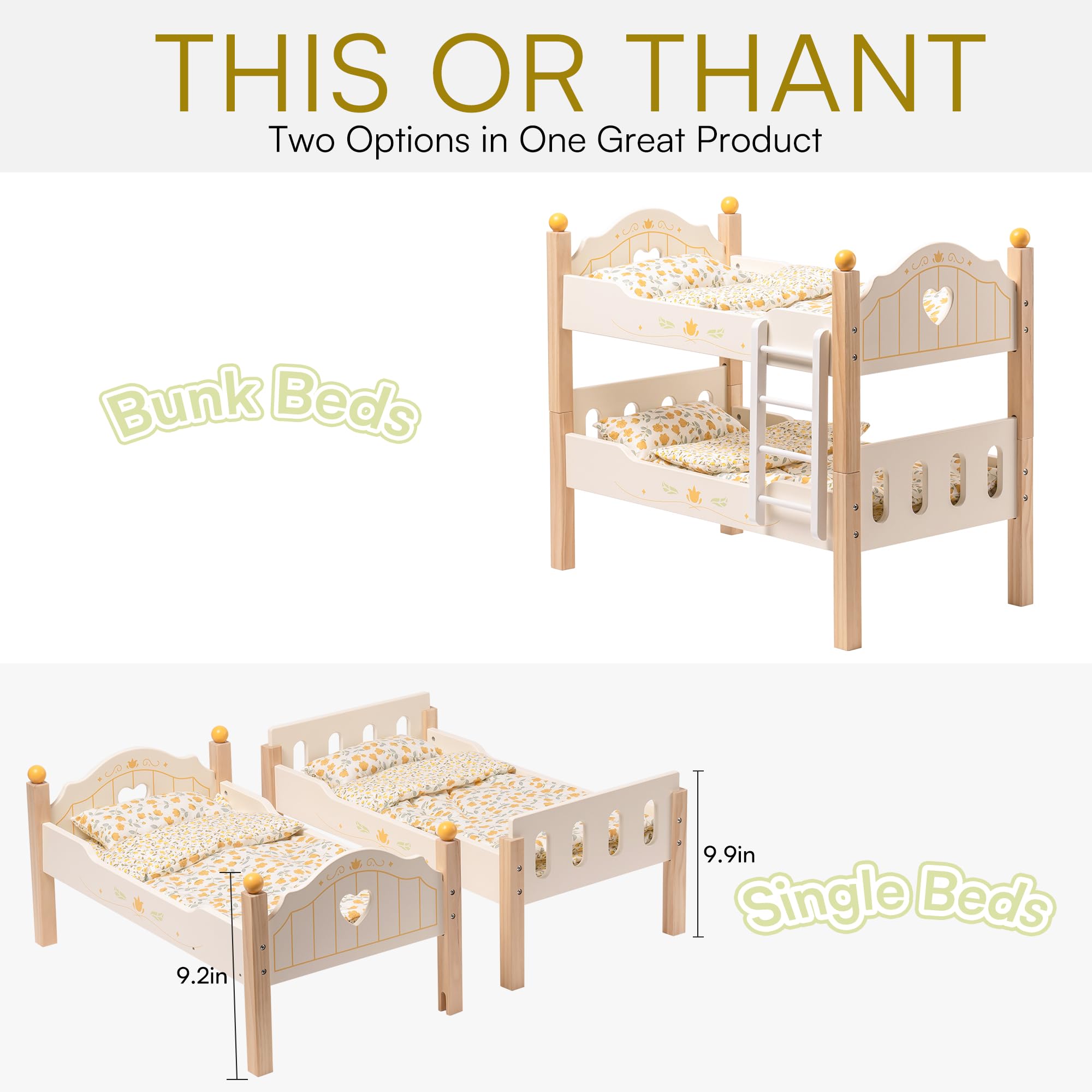 ROBUD Wooden Baby Doll Bed