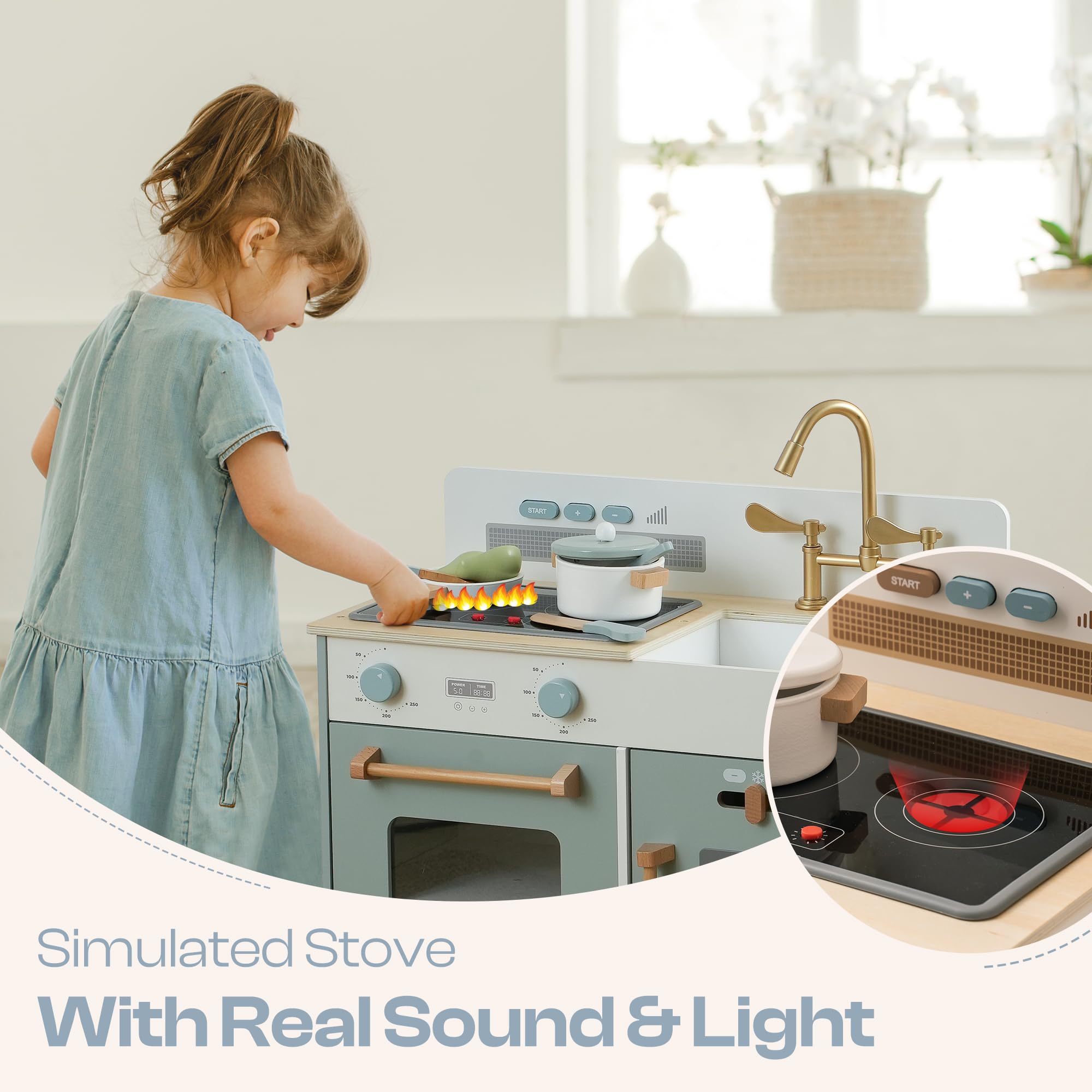 ROBUD Wooden Kids Play Kitchen - Montessori