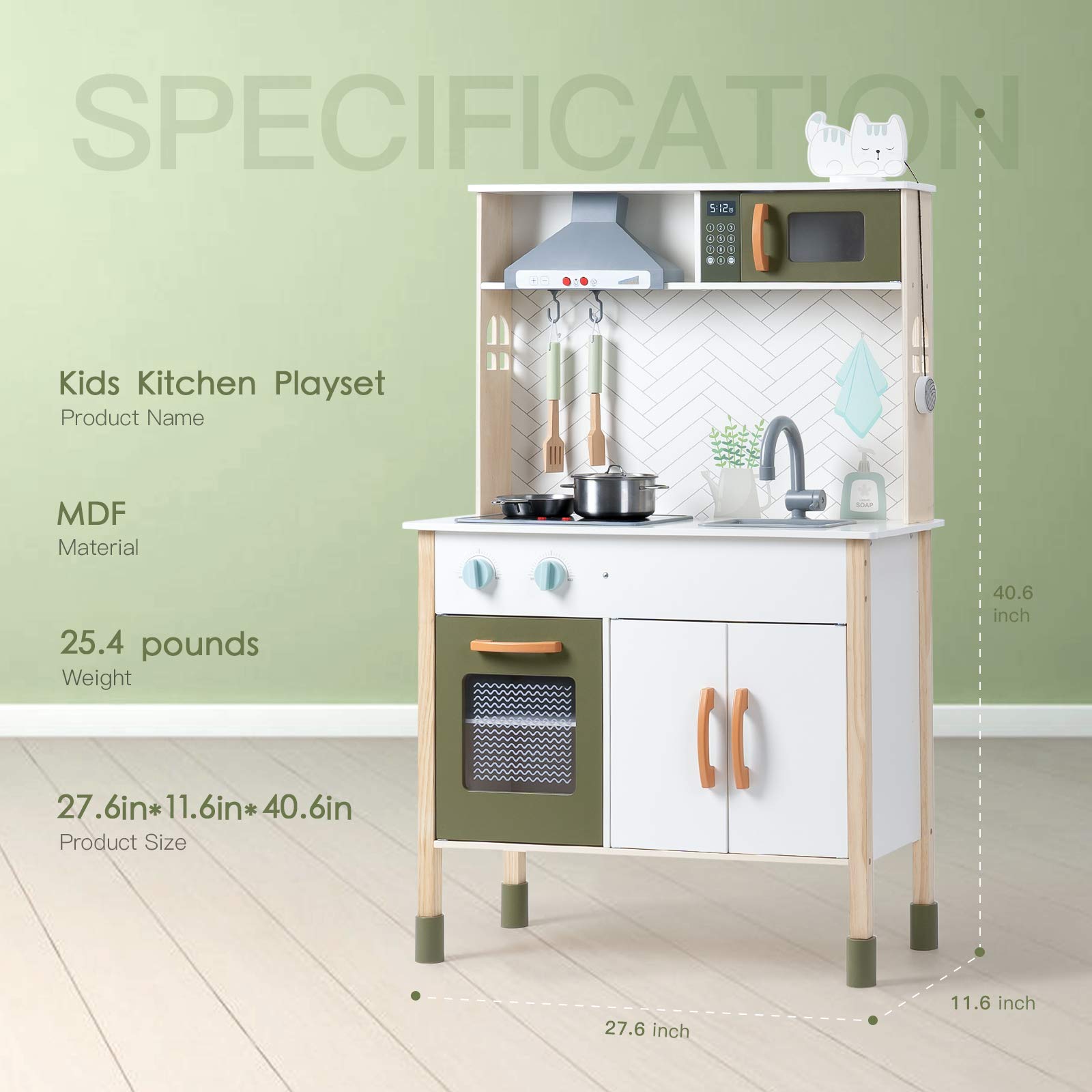 ROBUD Wooden Kids Play Kitchen Set - Cat