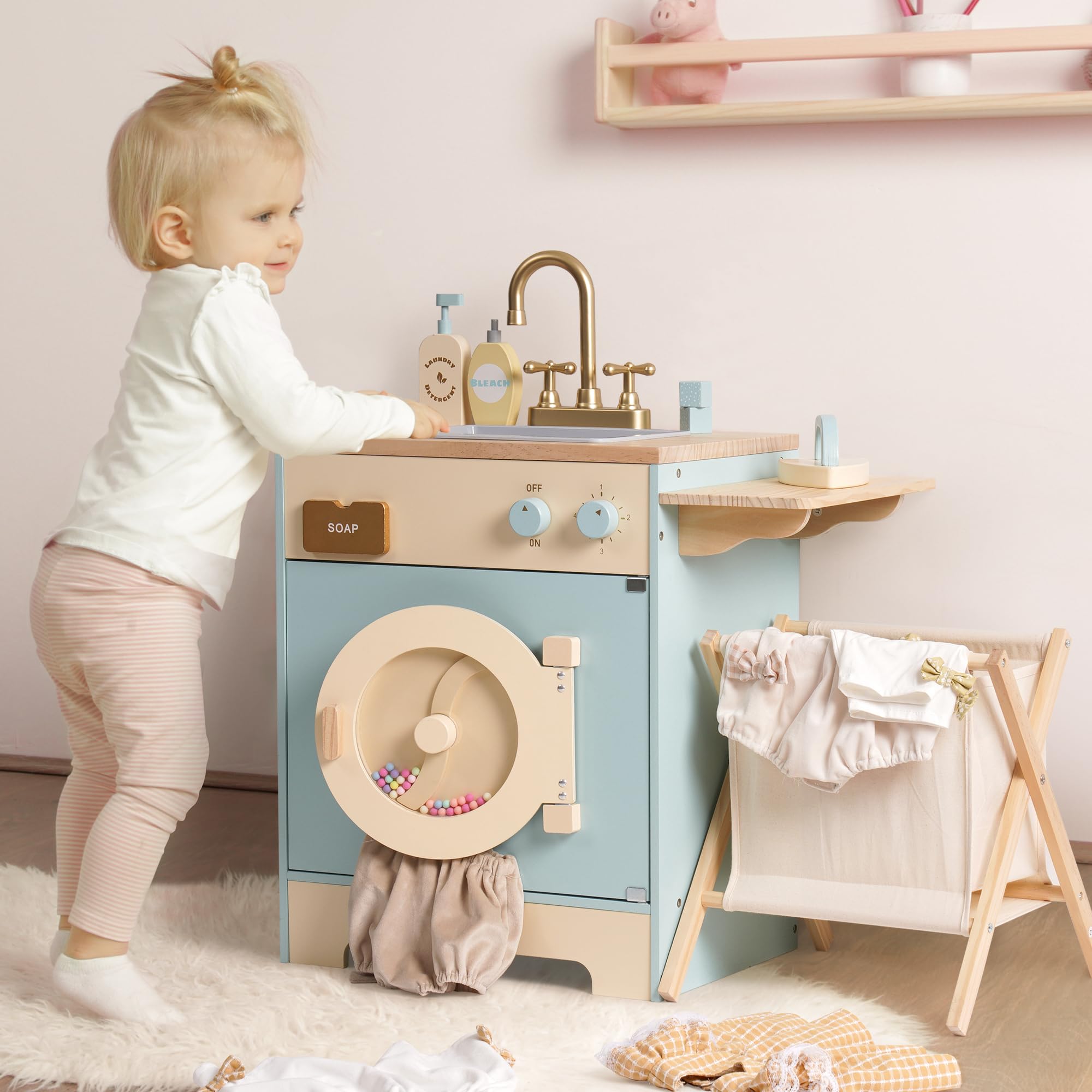 Robud Wooden Kids Kitchen PlaySet Seris - Green and Gold
