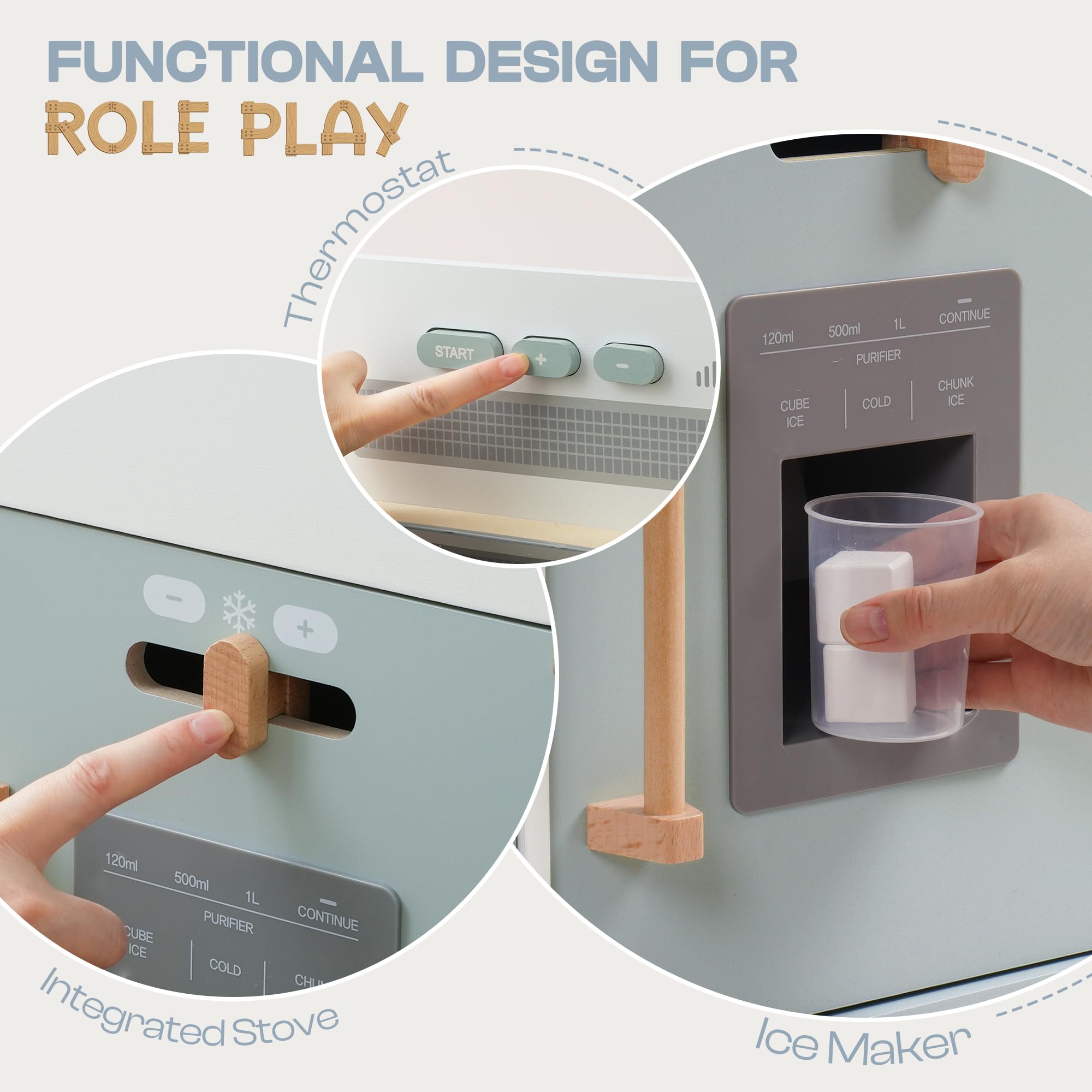 ROBUD Wooden Kids Play Kitchen - Montessori