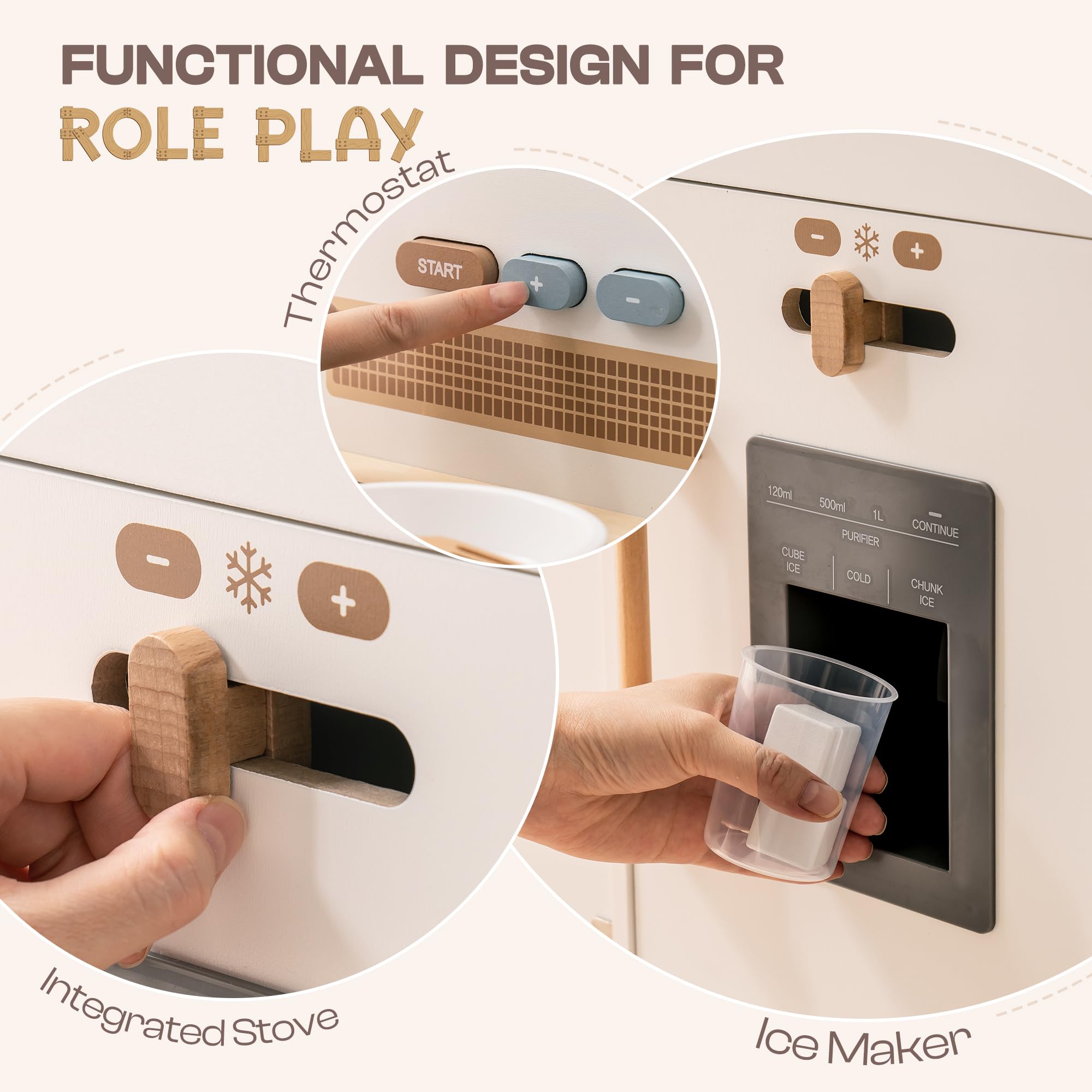 ROBUD Wooden Kids Play Kitchen - Montessori