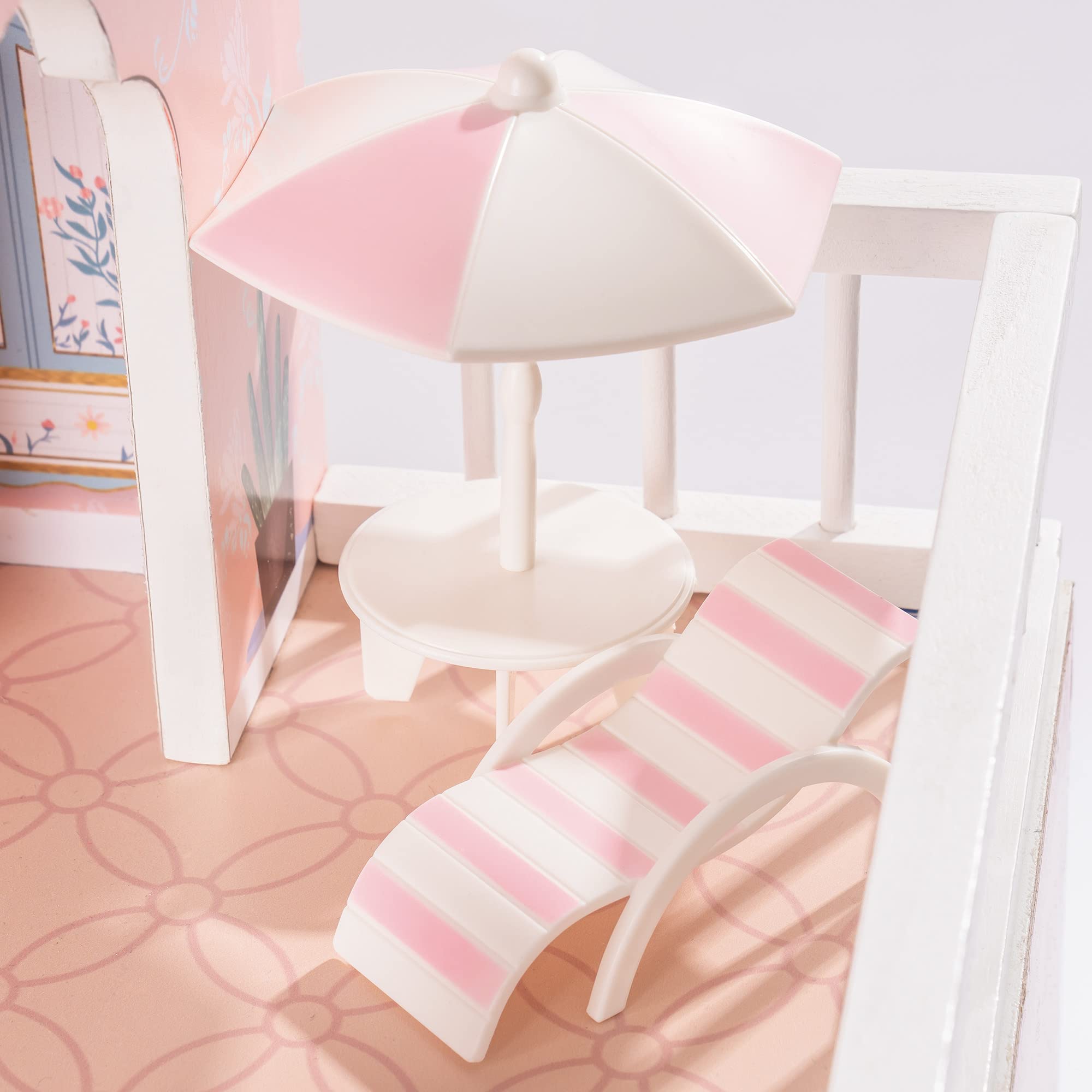 ROBUD Holzpuppenhaus für Mädchen mit Möbeln