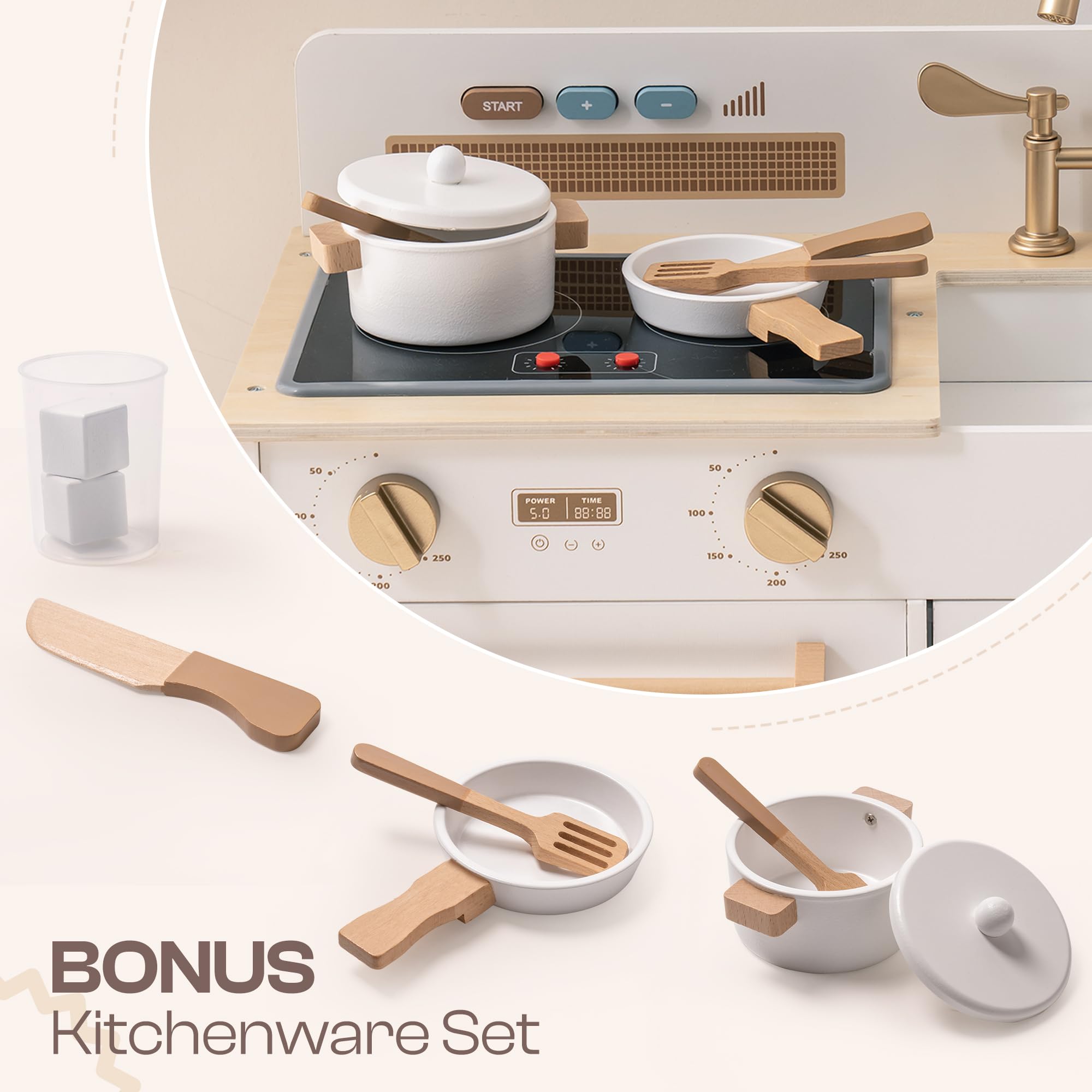 ROBUD Wooden Kids Play Kitchen - Montessori
