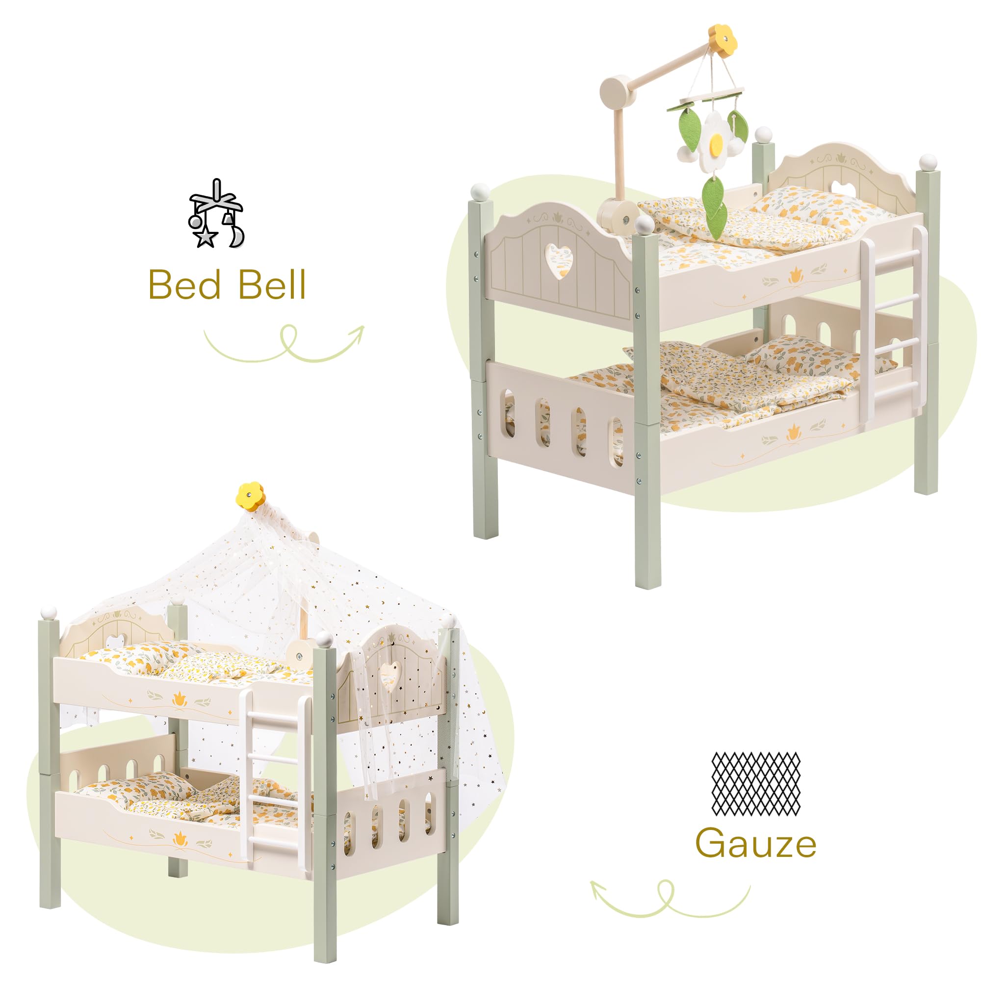 ROBUD Wooden Baby Doll Bed
