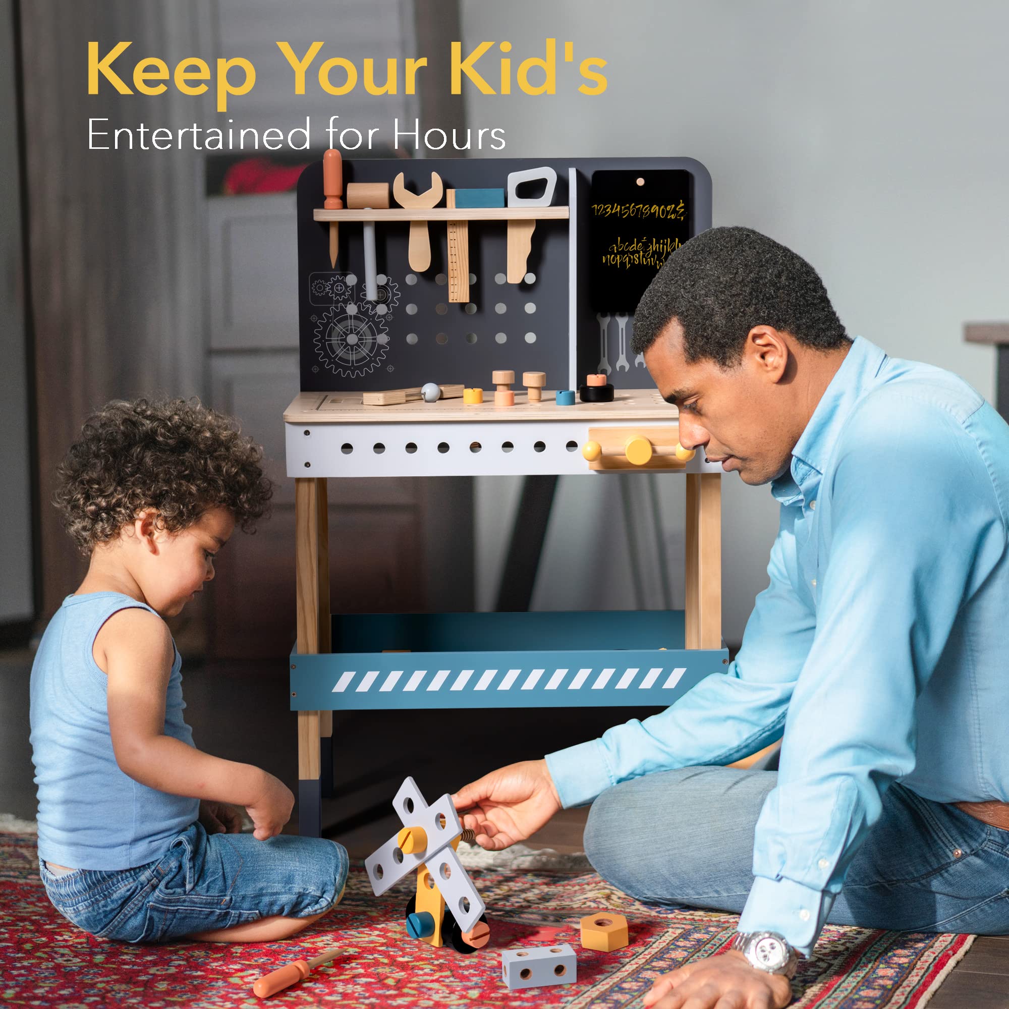 ROBUD Wooden Tool Workbench for Kids Toddlers