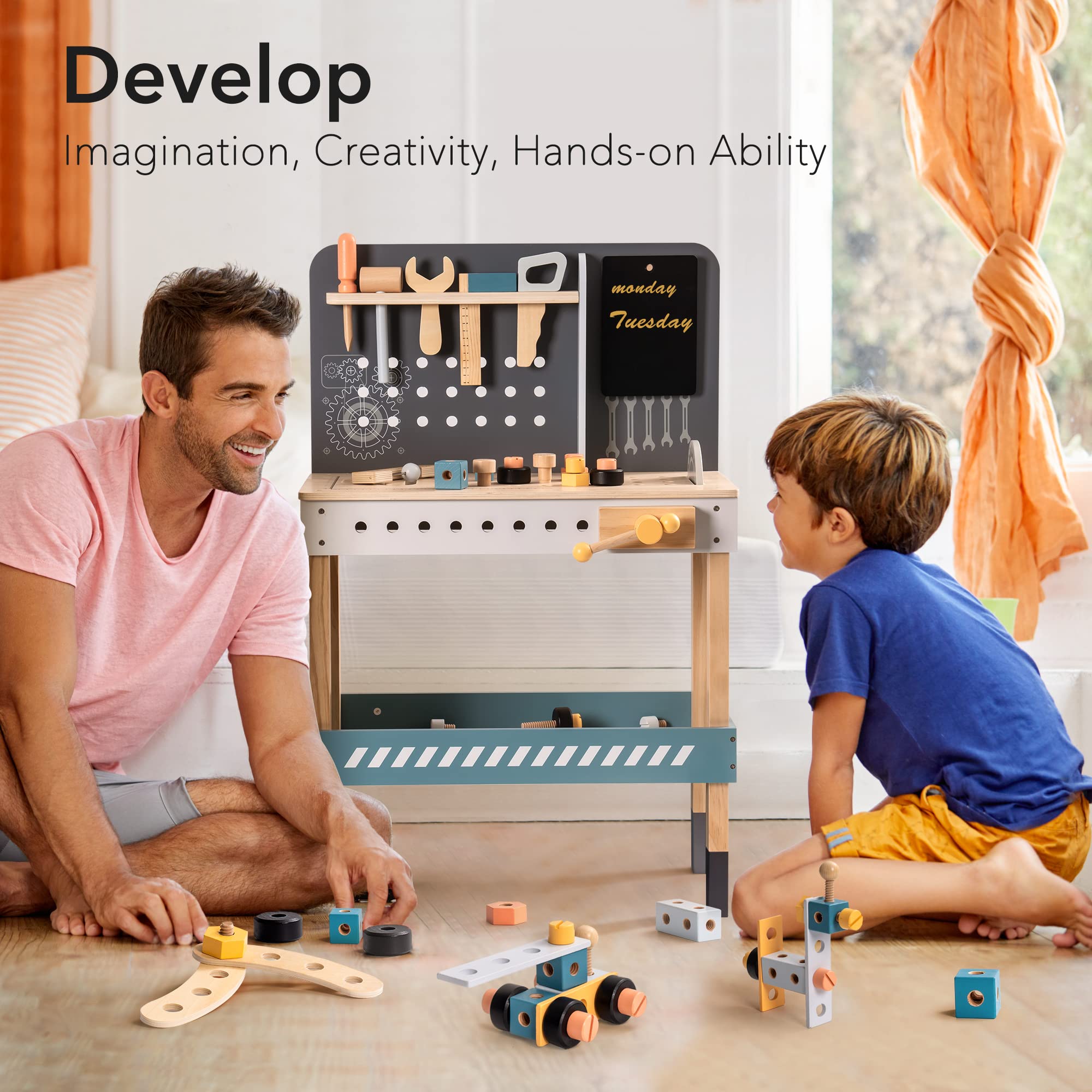 ROBUD Wooden Tool Workbench for Kids Toddlers