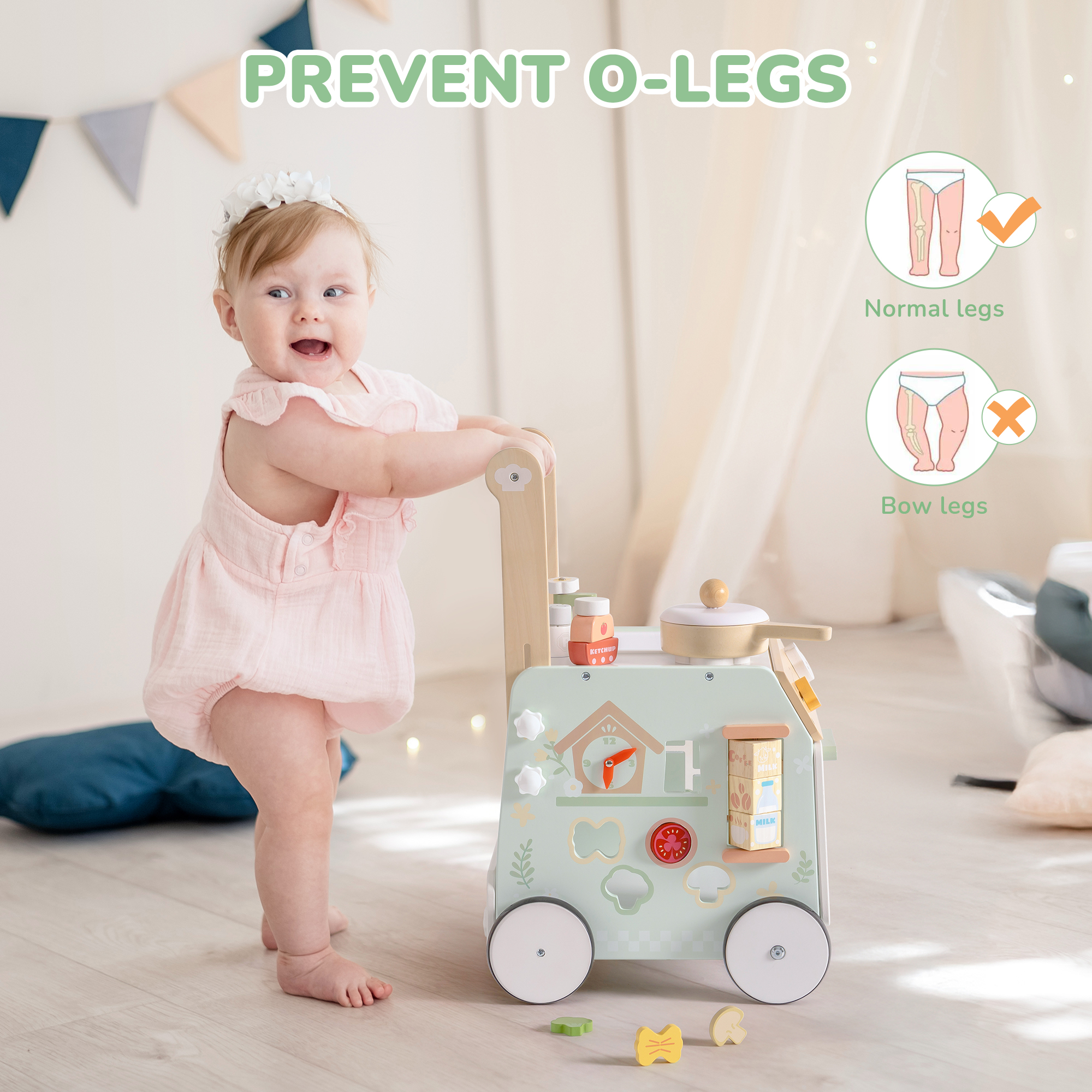 ROBUD Wooden Baby Push Walker Spring Countryside