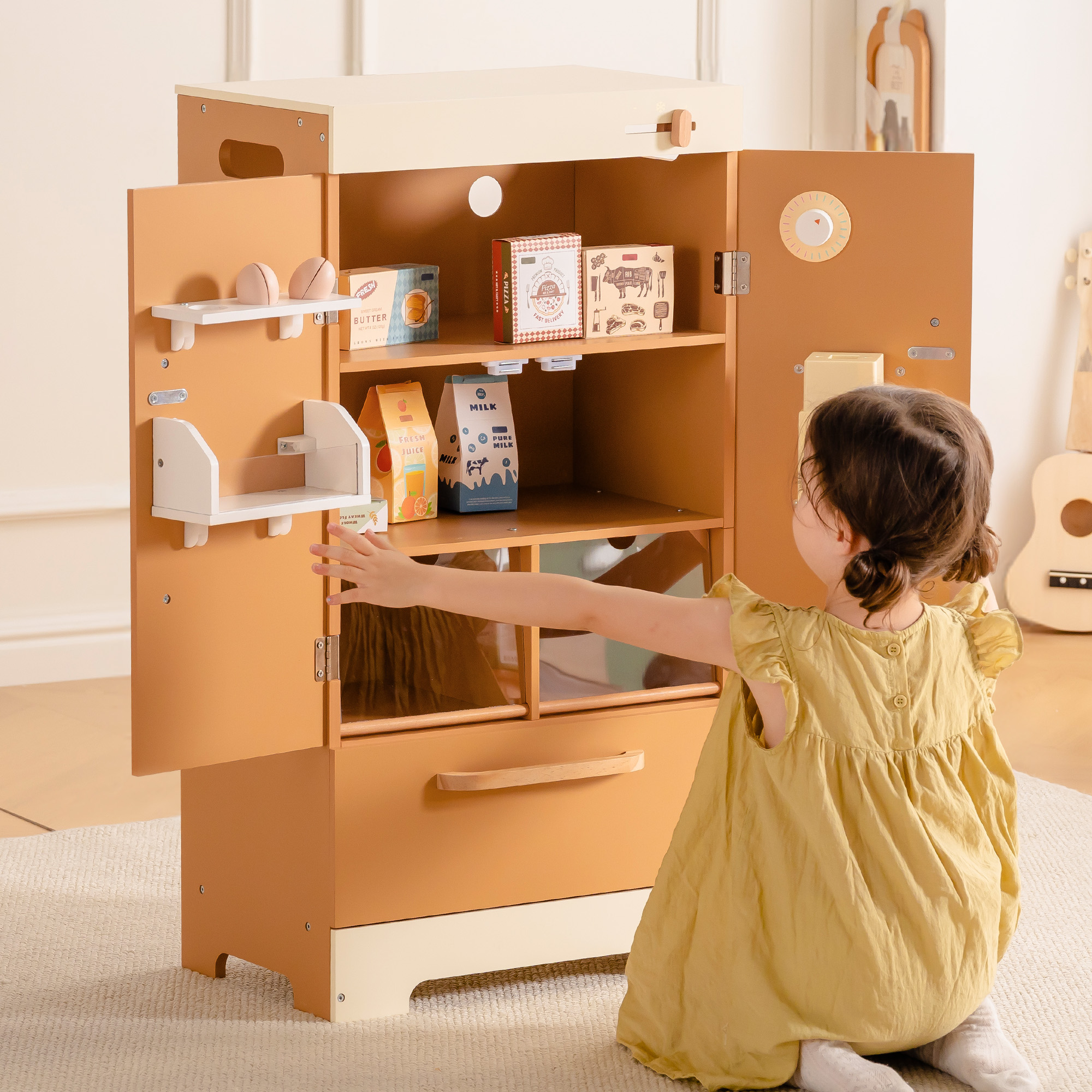 ROBUD Wooden Caramel Refrigerator