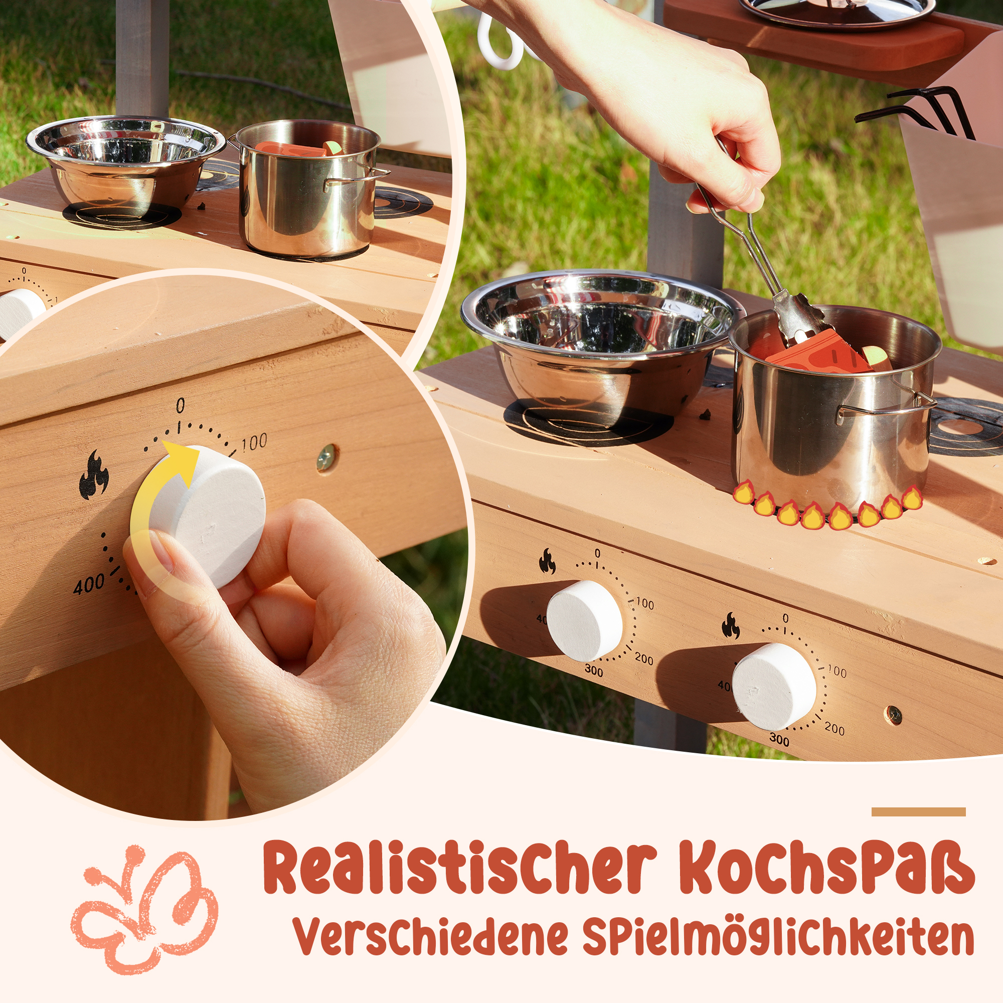 ROBUD Matschküche für Kinder im Freien mit Sonnendach