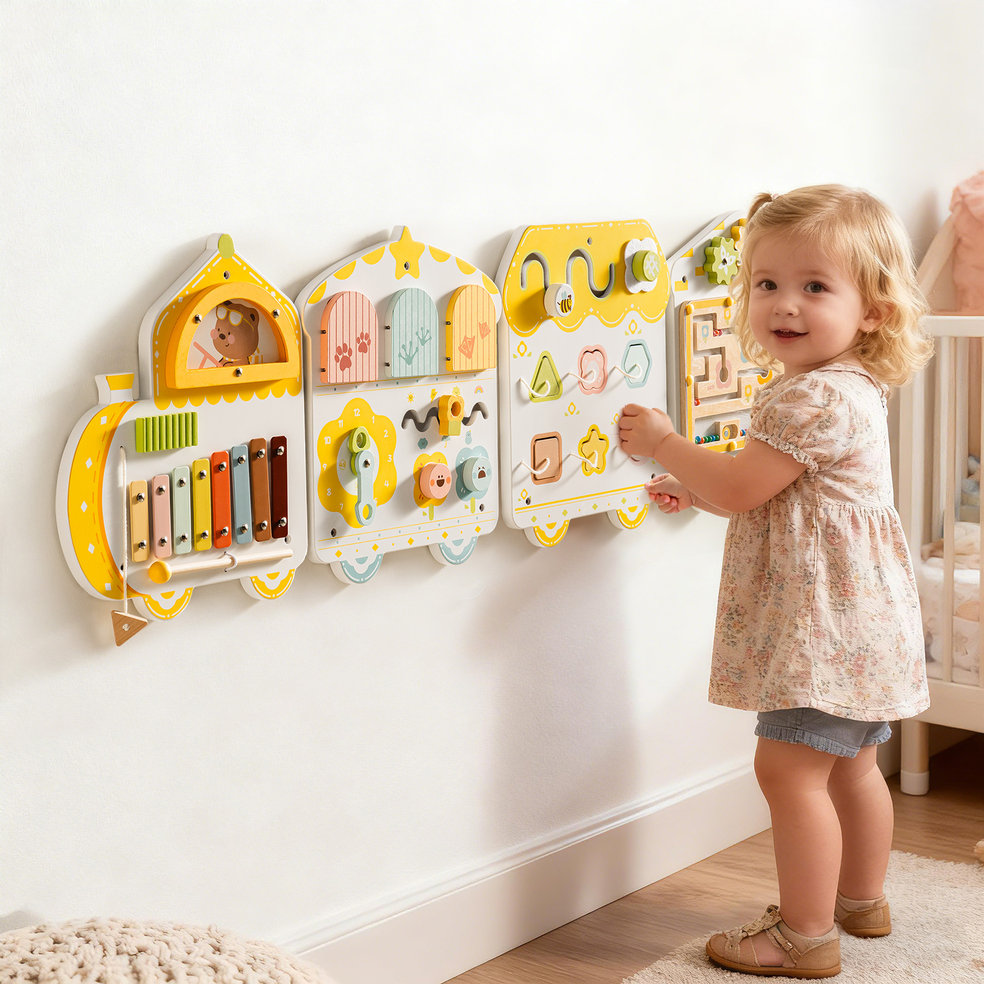 ROBUD Wooden Spring Train Busy Board