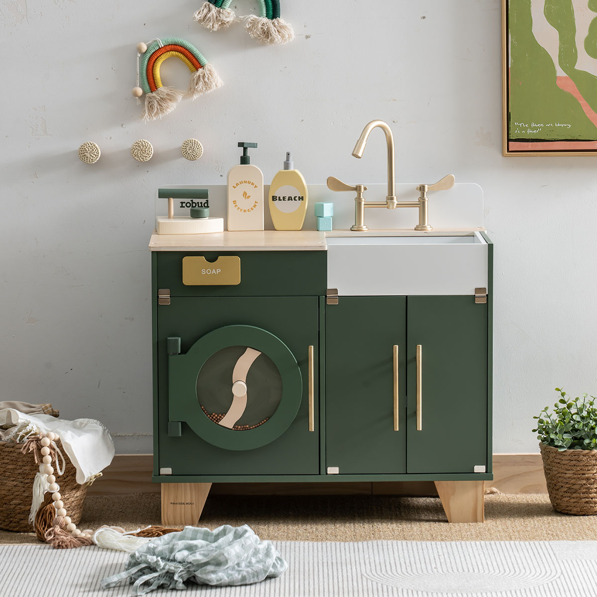 ROBUD Vintage Green Wooden Play Kitchen Series