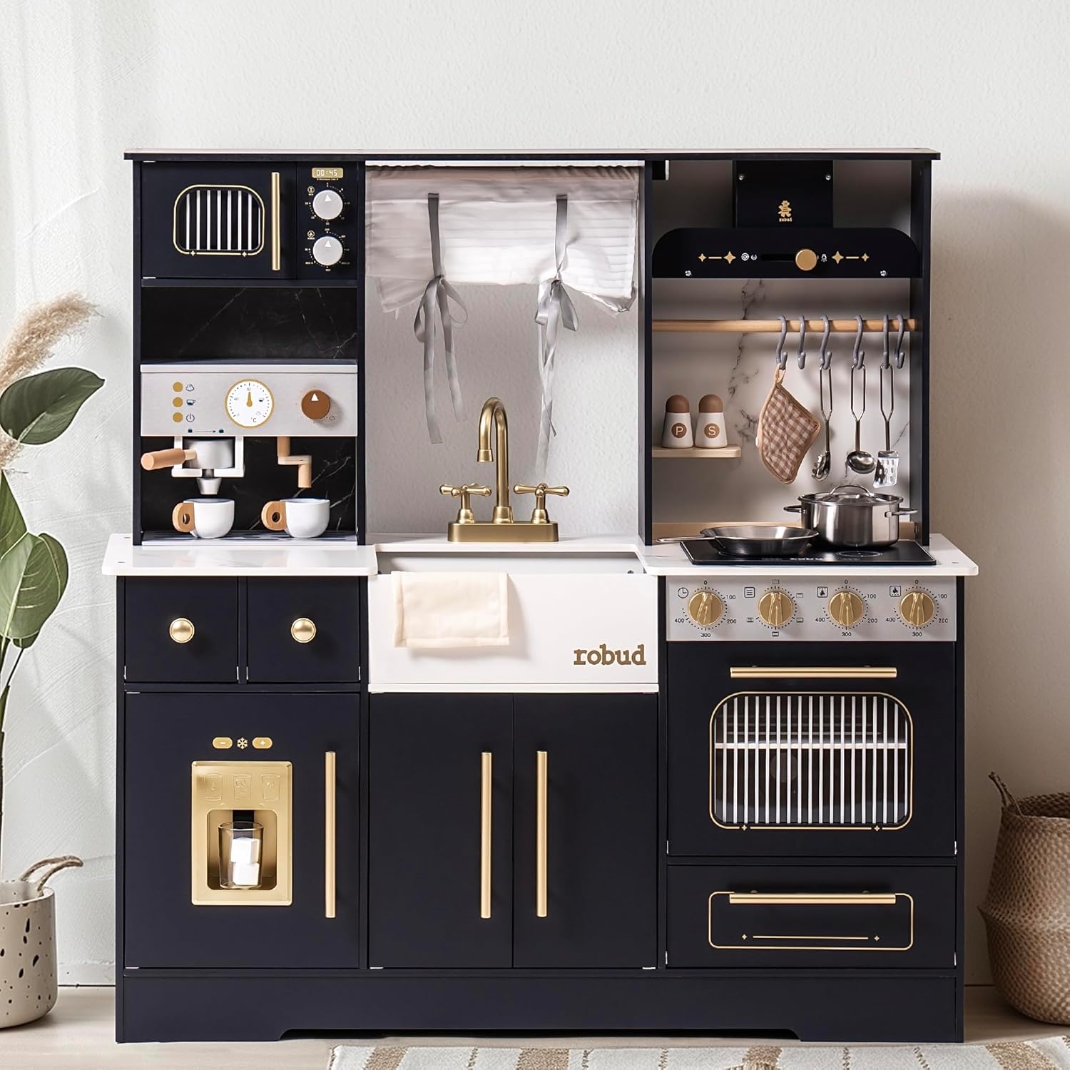 Modern Play Kitchen for Kids Black