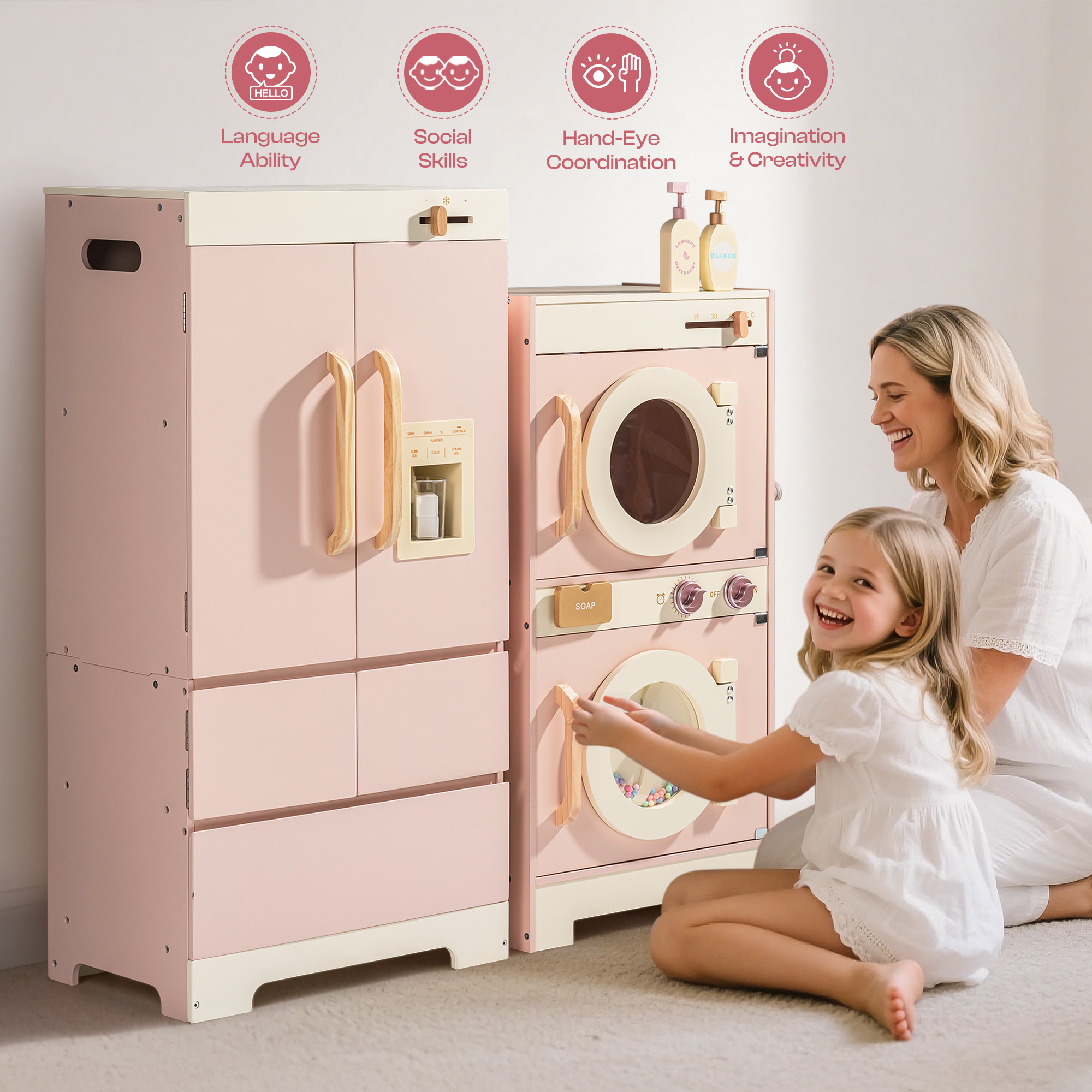 Robud Holz Kinder Küche Spielset Serie - Rosa