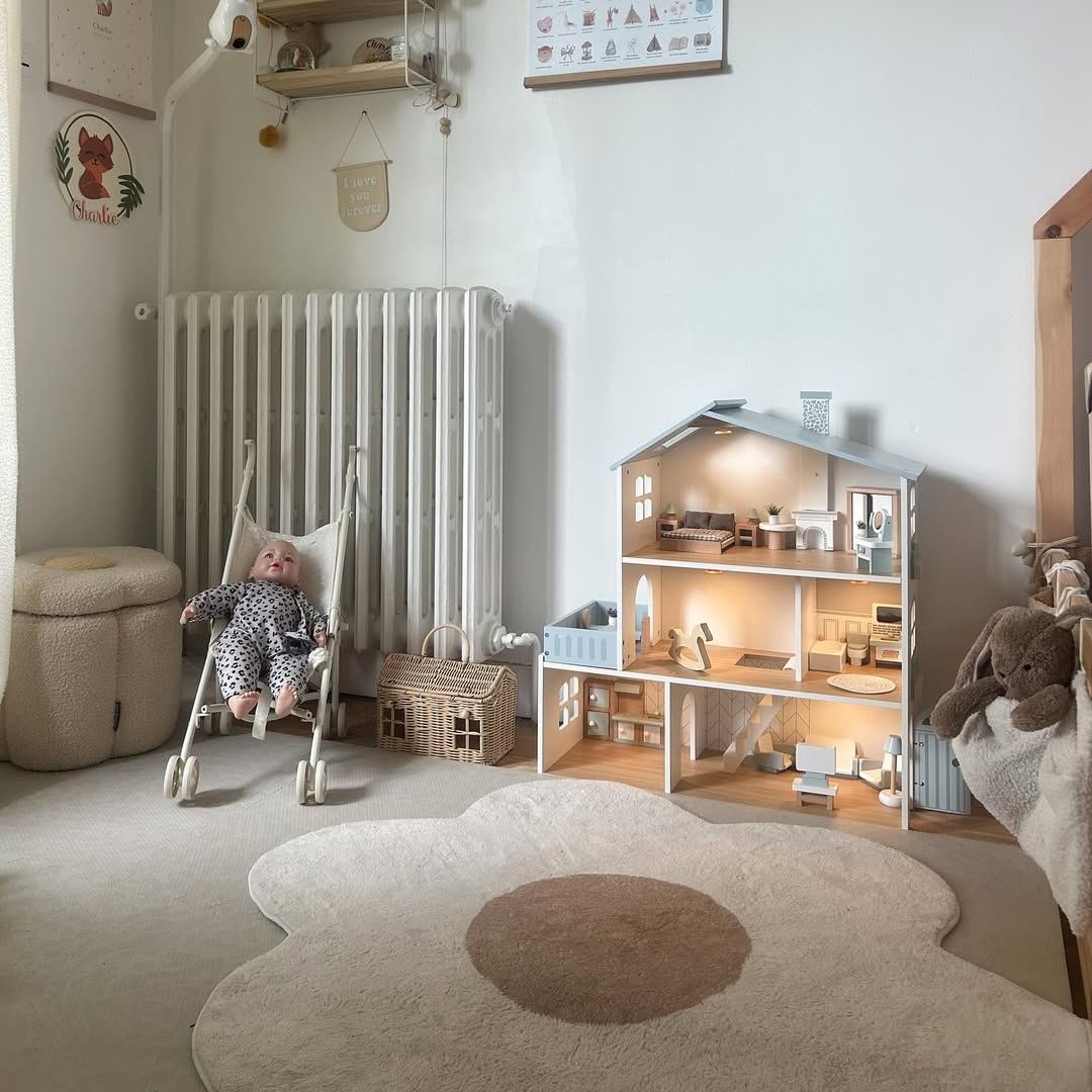 ROBUD Puppenhaus aus Holz Lichtern