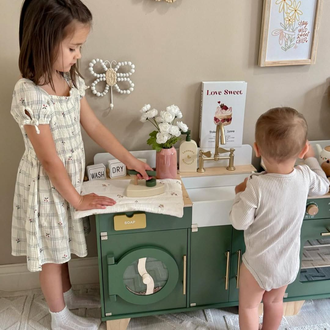 ROBUD Holz Kinderküche Spielset Serie - Vintage Grün