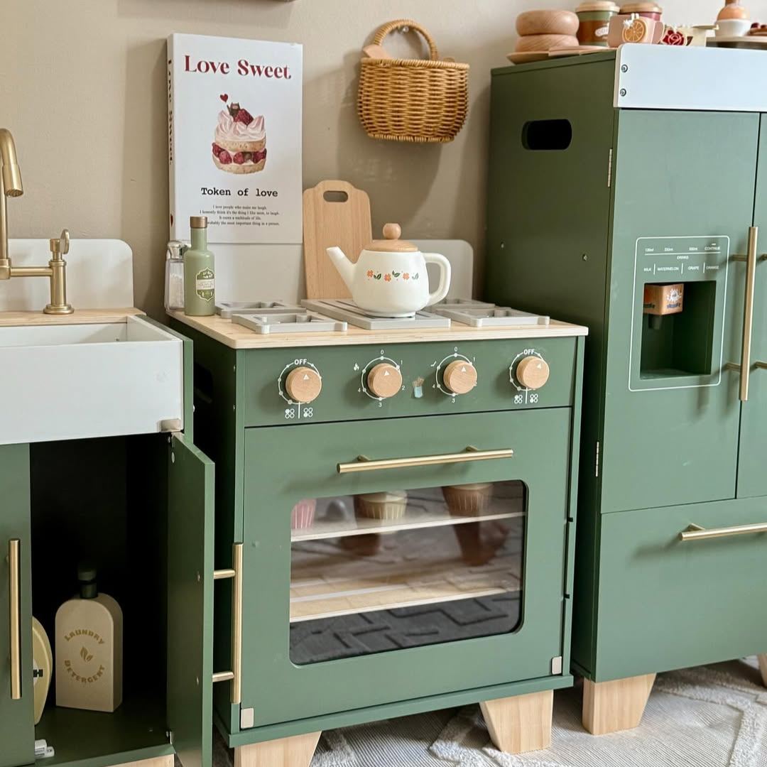 ROBUD Holz Kinderküche Spielset Serie - Vintage Grün