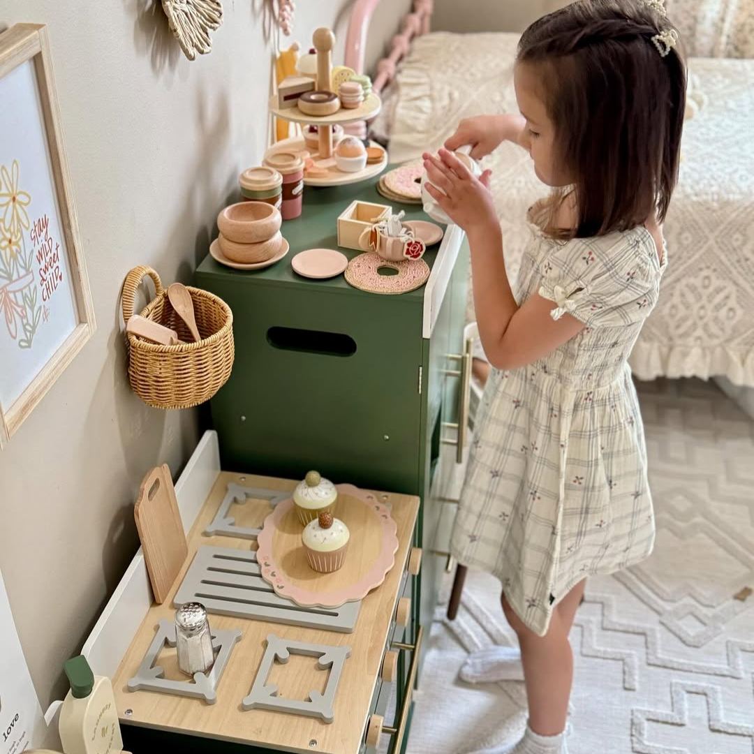 ROBUD Holz Kinderküche Spielset Serie - Vintage Grün