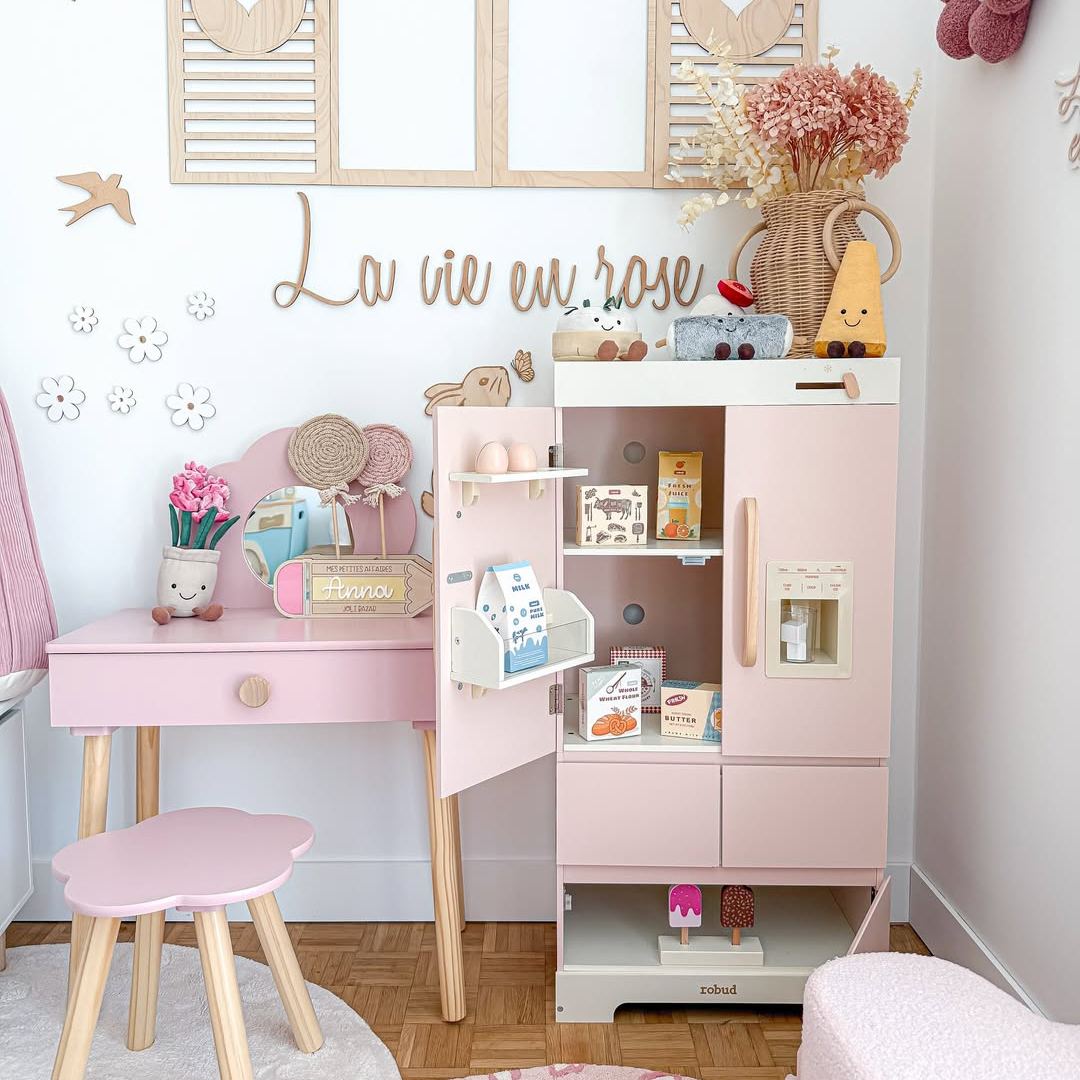 ROBUD Rosa Kühlschrank aus Holz