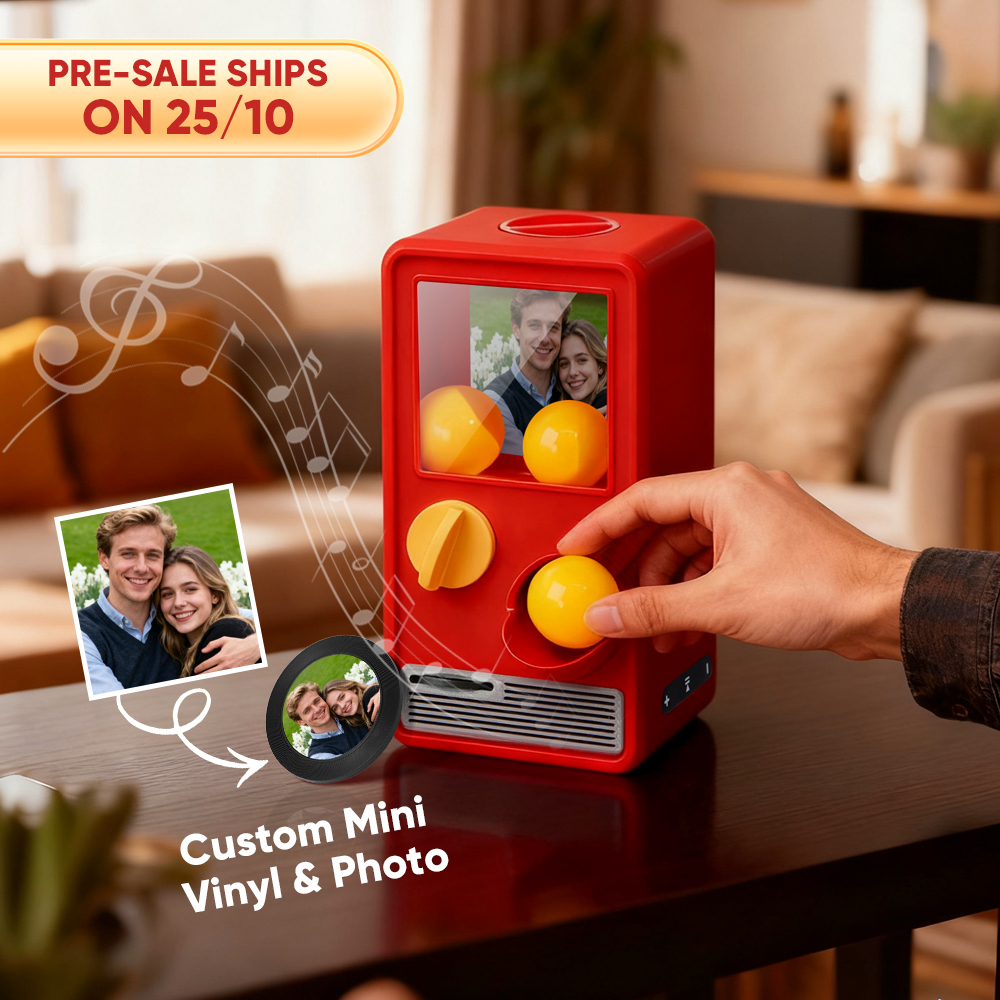 Personalized Music and Photo Music Gachapon Machine Custom Song Mini Record Box Retro Anniversary Gift