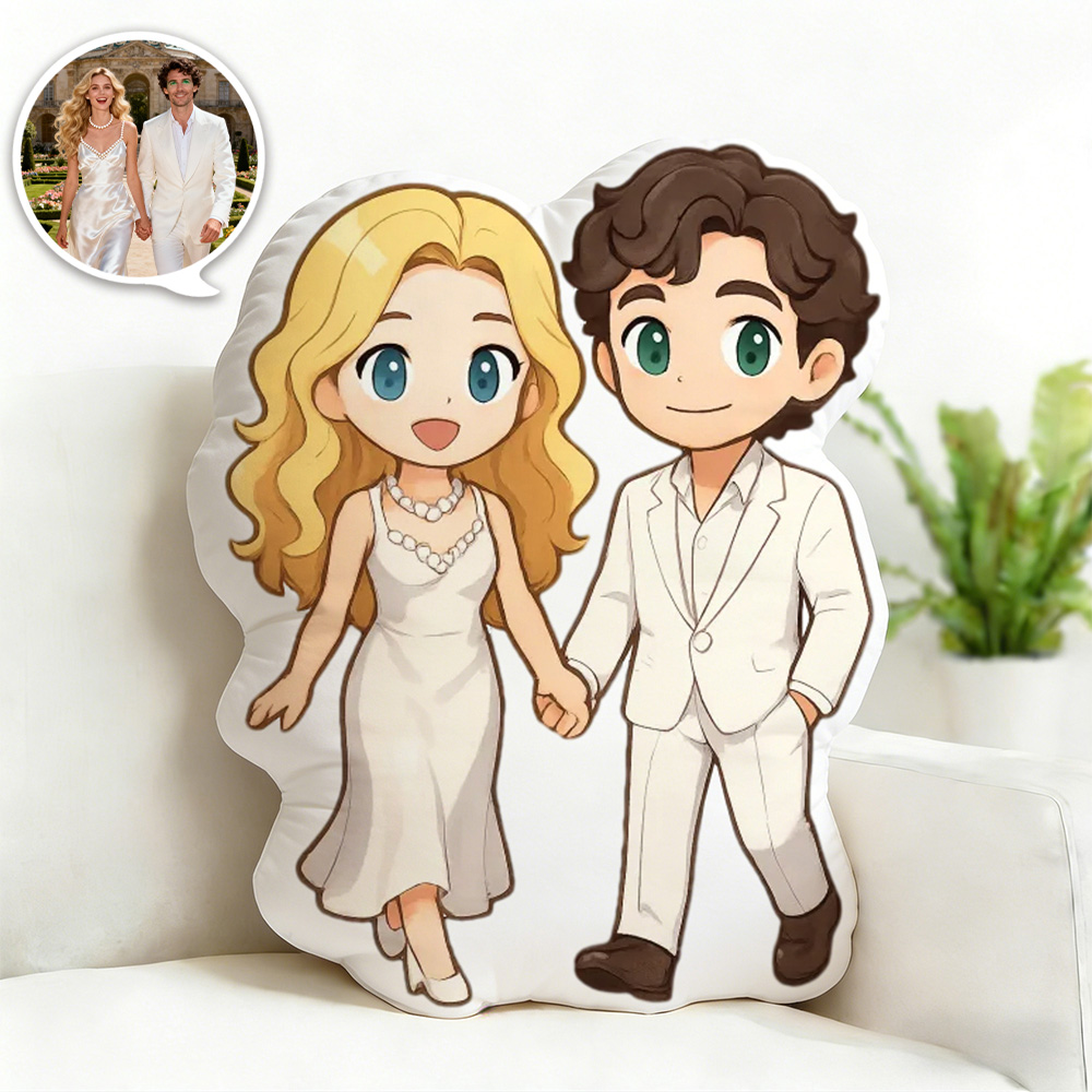 Kussen Met Gepersonaliseerde Foto En Chibi-cartoonfiguur, Een Schattig Cadeau Voor Kinderen En Dierbaren.