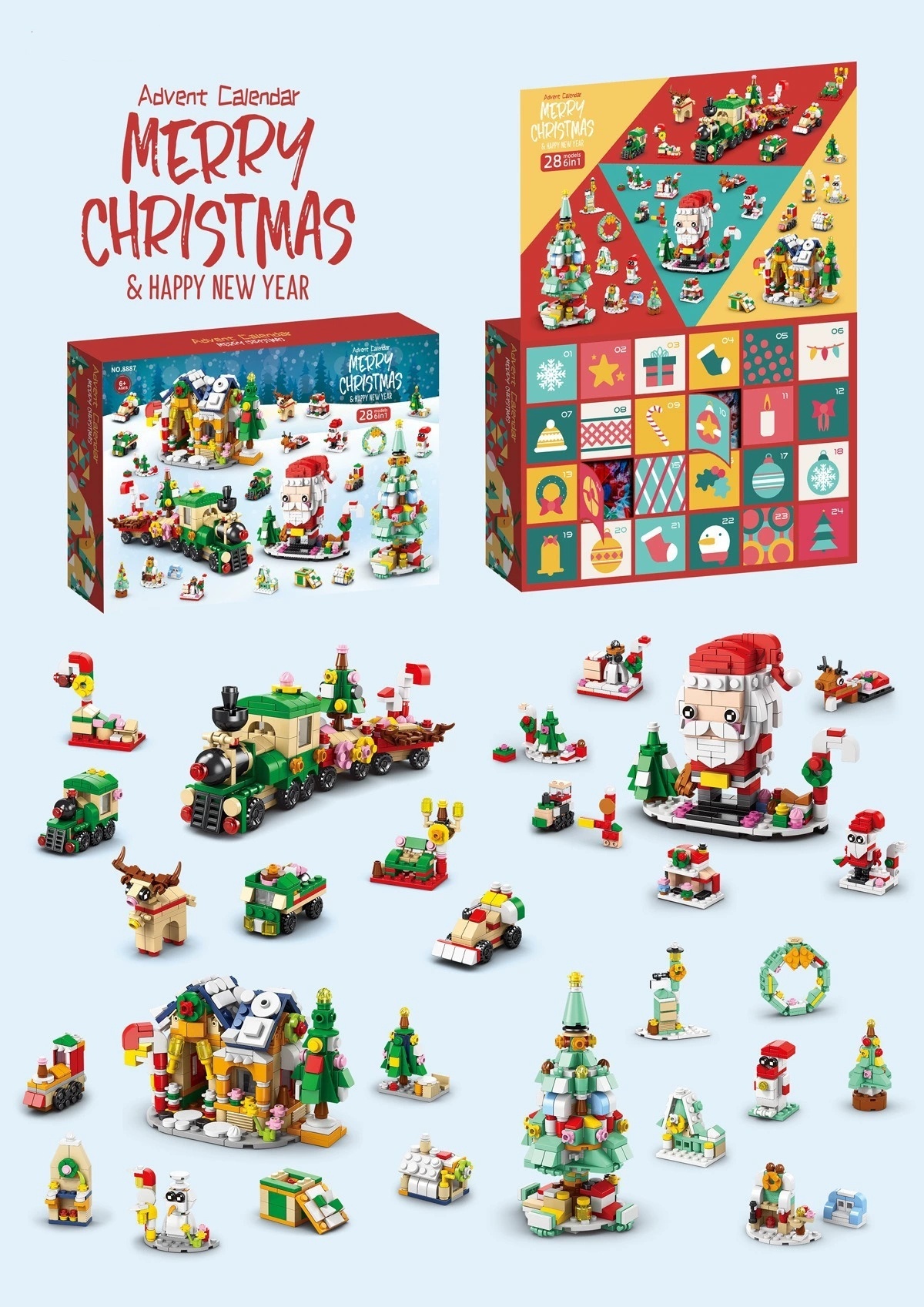 DIY Advent Calendar Christmas Blocks Set 2025 – Surprise Blind Box Toy for Boys And Girls