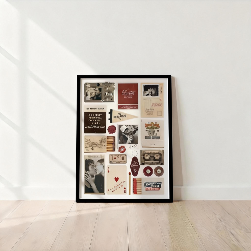Custom Photo Matchbox Wooden Frame with Your Text Matchbook Poster Print Wall Art Anniversary Gift
