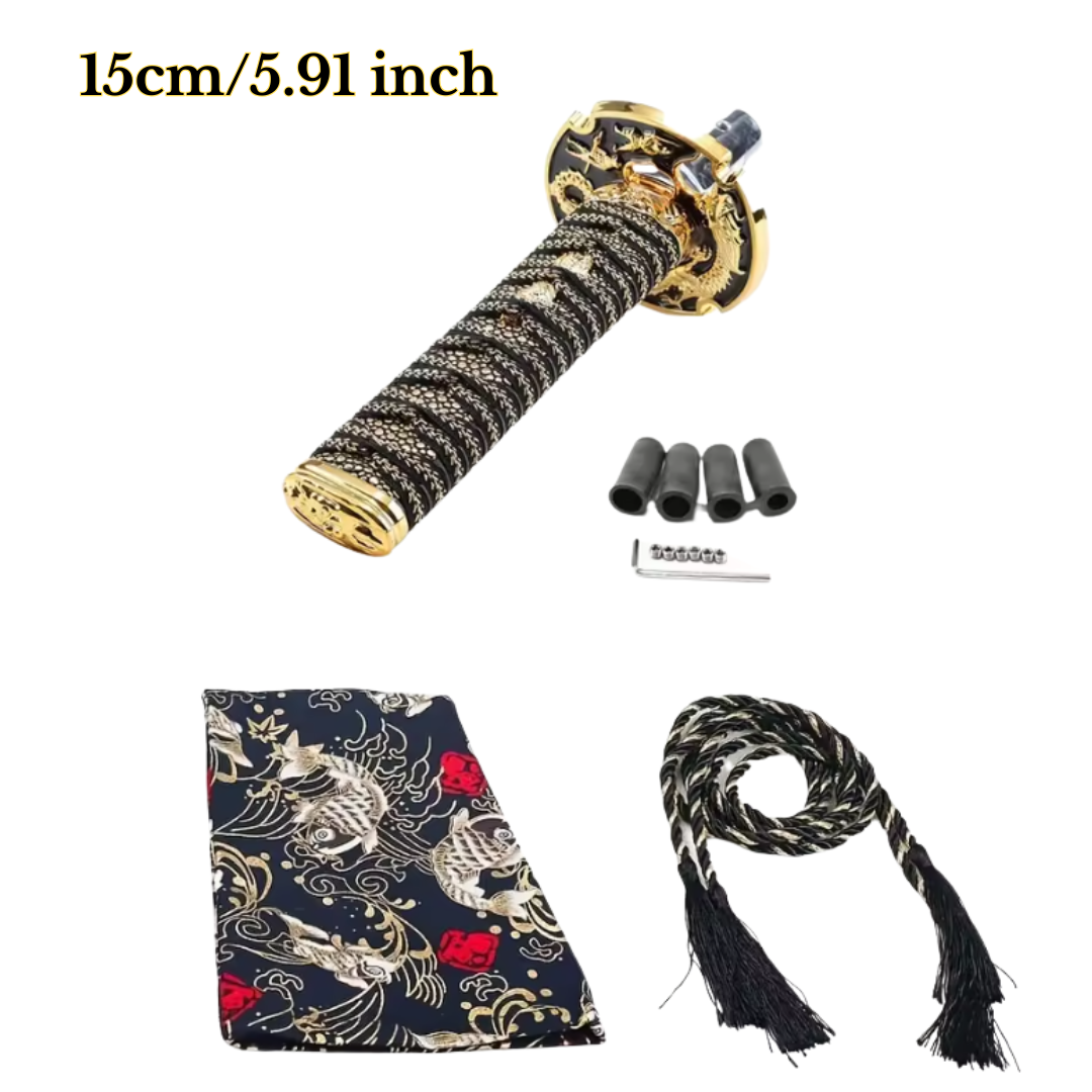 Japanse Samurai Sword auto-pookknop – universele Katana-schakelhendel met 4 adapters voor auto's met handgeschakelde versnellingsbak - CustWitNL