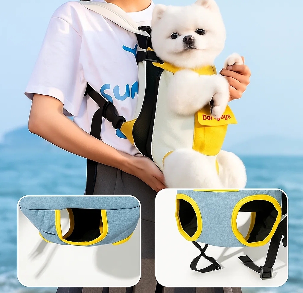 Portable Pet Backpack – Soft Cotton Chest Carrier for Dogs & Cats, Four-Leg Design for Comfort & Safety