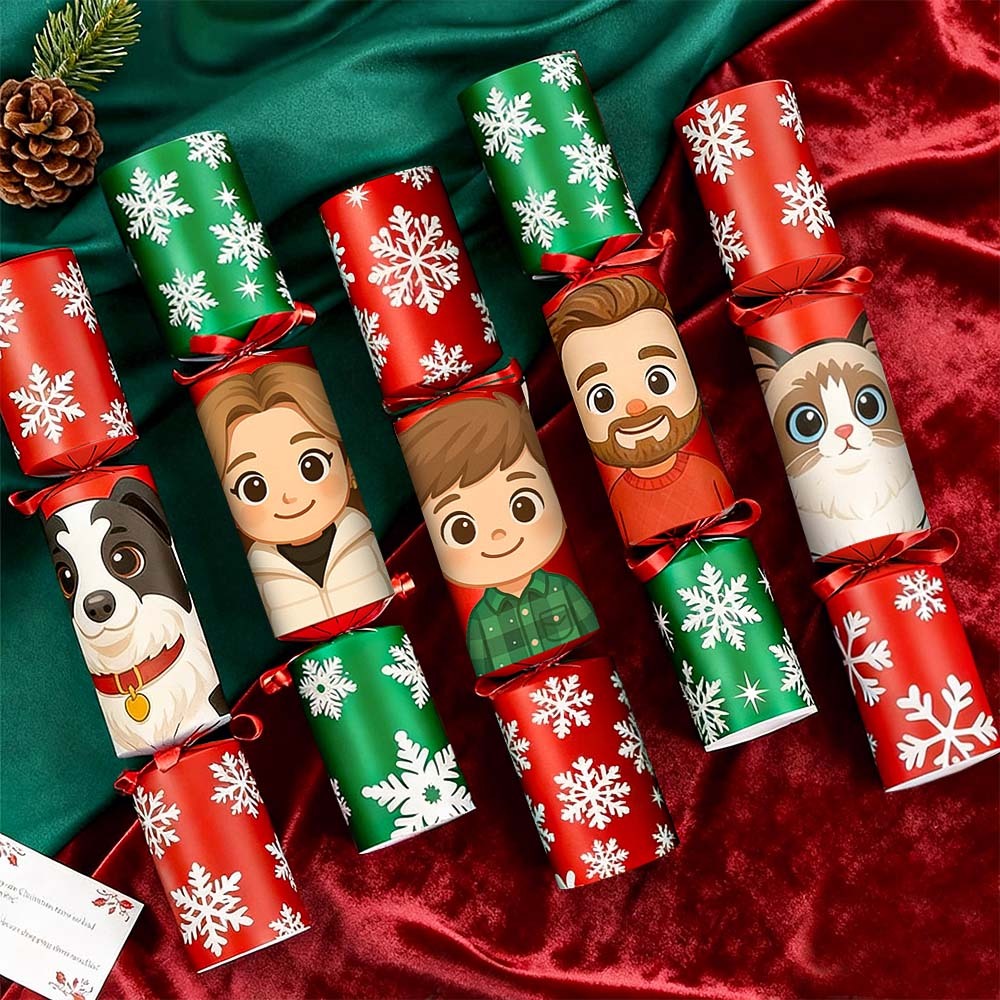 Custom Photo Christmas Crackers Gift New Year Holiday Paper Hat With Joke Cards Christmas Crackers Gifts