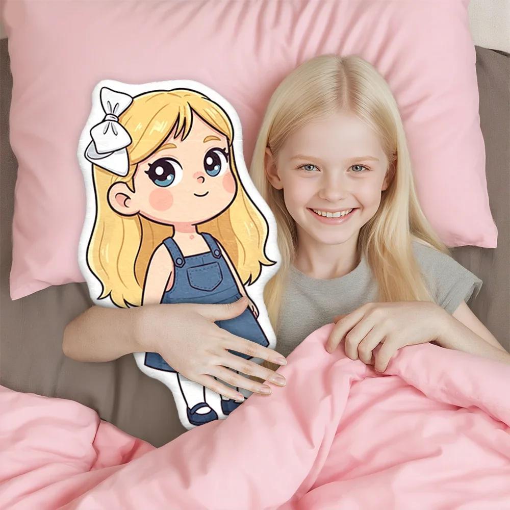 Custom Photo Chibi Cartoon Pillow Personalized Cute Character Cushion, Adorable Gift for Kids & Loved Ones