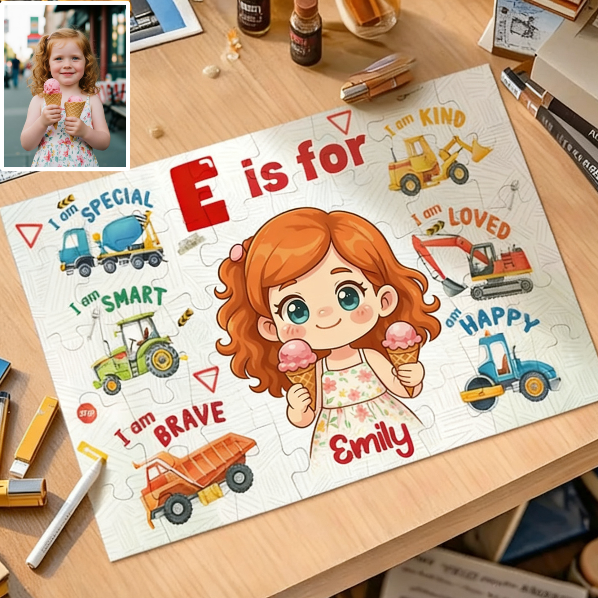 Gepersonaliseerde Fotopuzzel Met Cartoonafbeelding - Perfect Verjaardagscadeau Voor Kleinkinderen En Kinderen