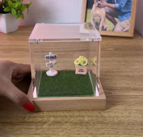 Pet Digital Hologram House with Wooden Base