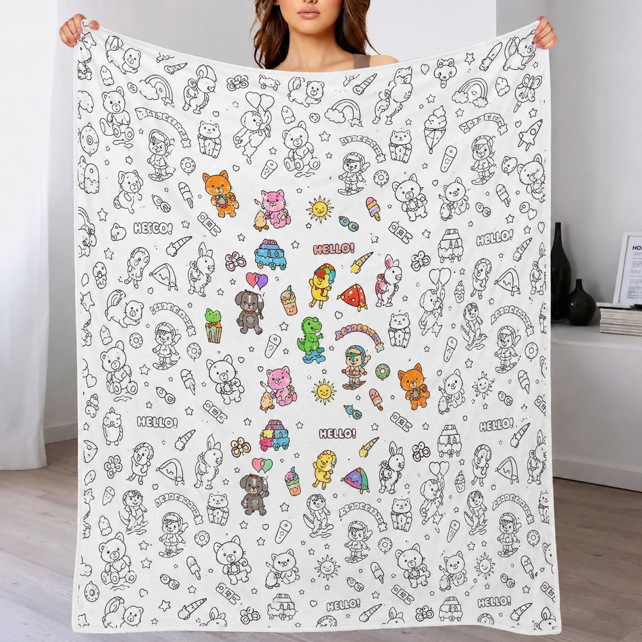 DIY-tekendeken (optionele 24-kleuren Markerset) Maak Je Kunstdeken Wasbare Aandenkendeken Voor Kinderen En Volwassenen - CustWitNL