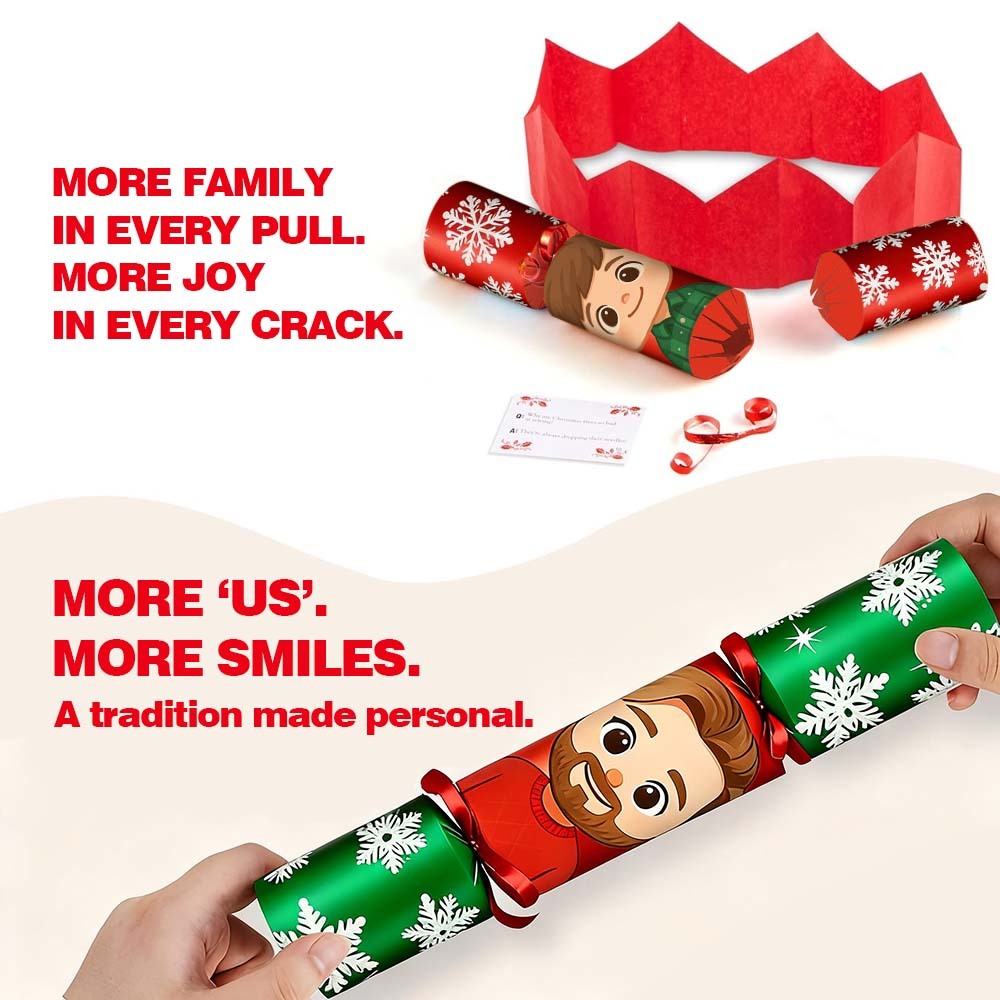 Custom Photo Christmas Crackers Gift New Year Holiday Paper Hat With Joke Cards Christmas Crackers Gifts